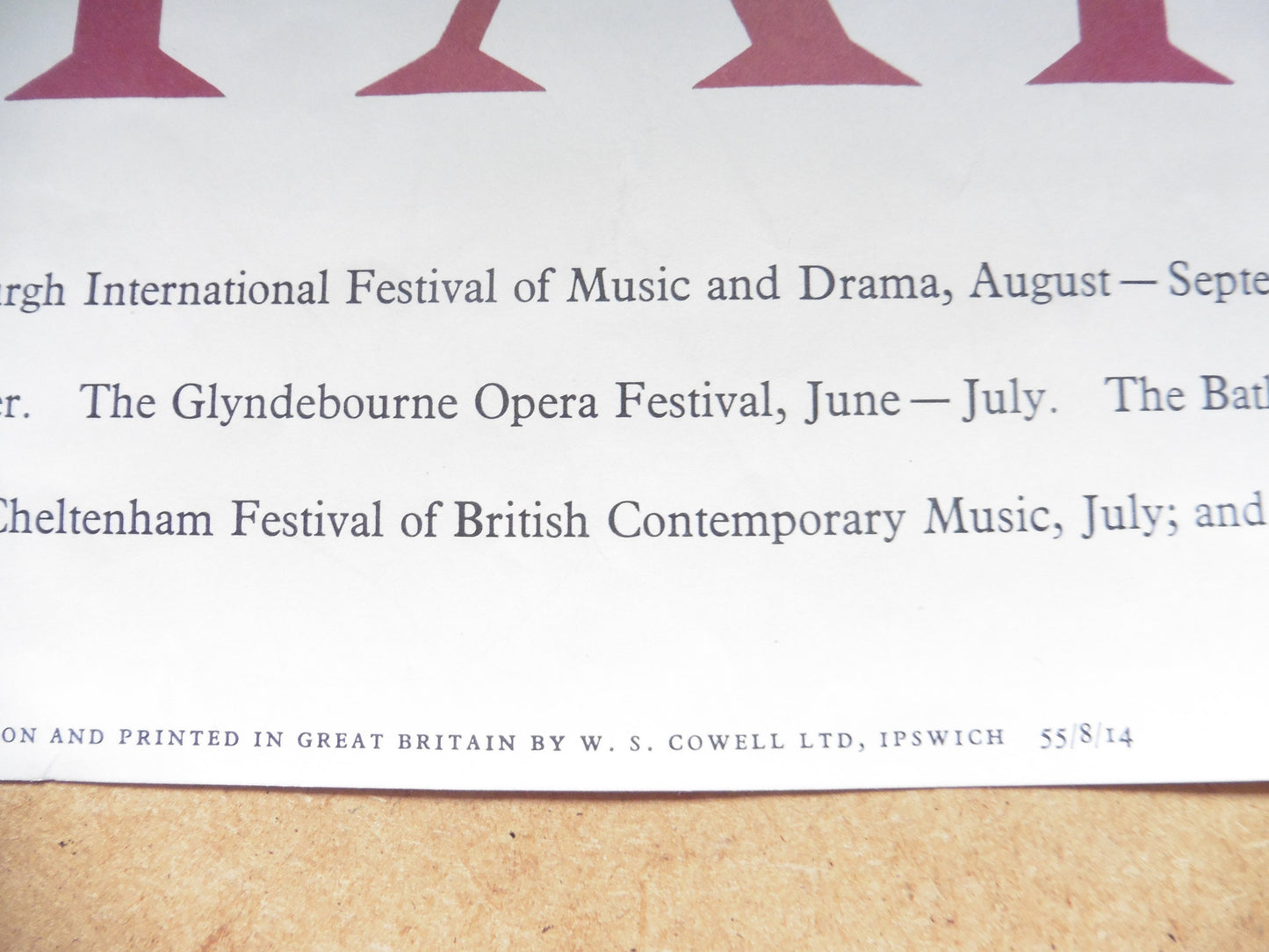 Vintage Poster Festivals in Britain 1955 - 19.5"×29.5" (49.5×75cm)