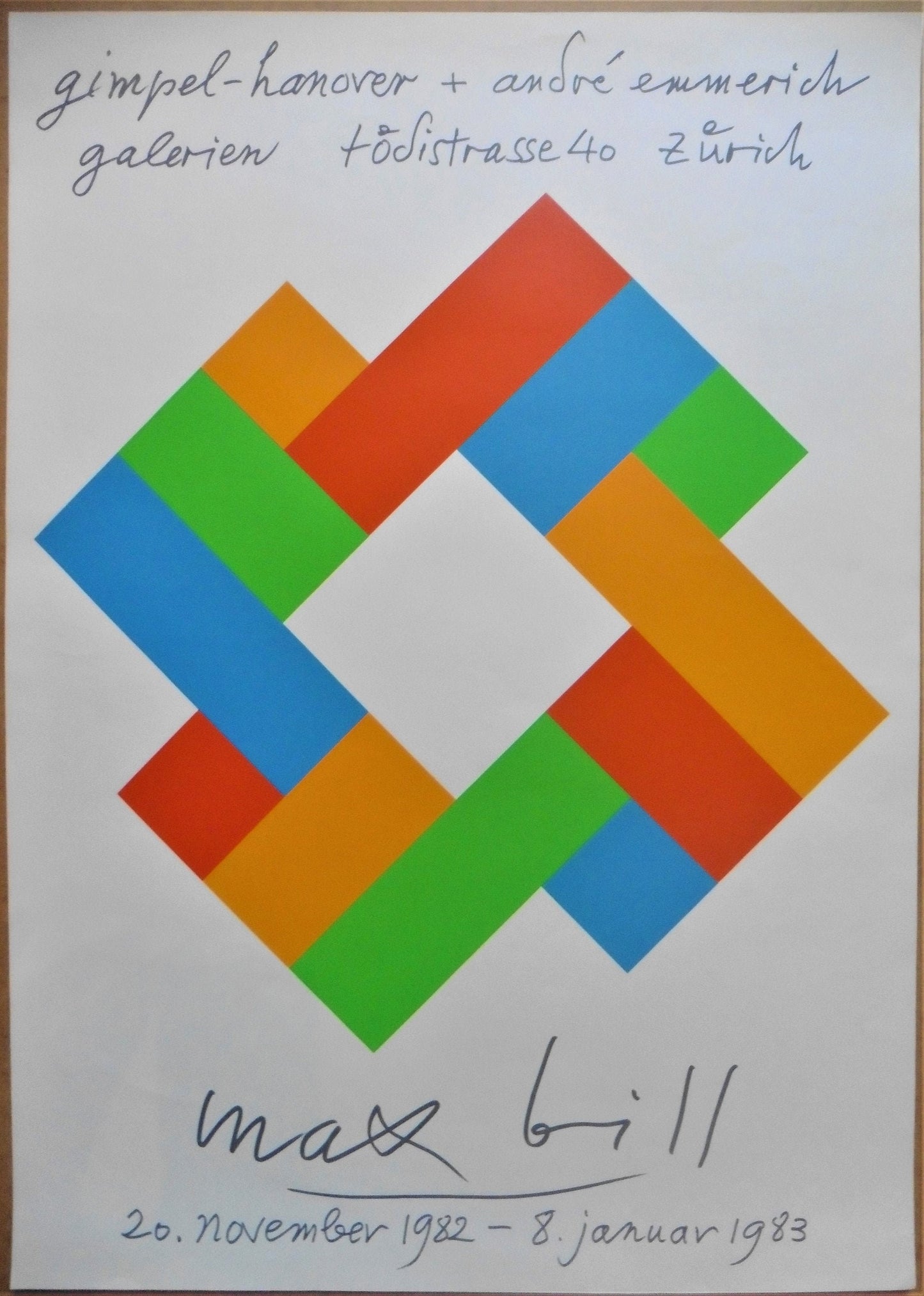 Max Bill original serigraph art Poster 1982 - 19.7"×27.6" (50×70cm)
