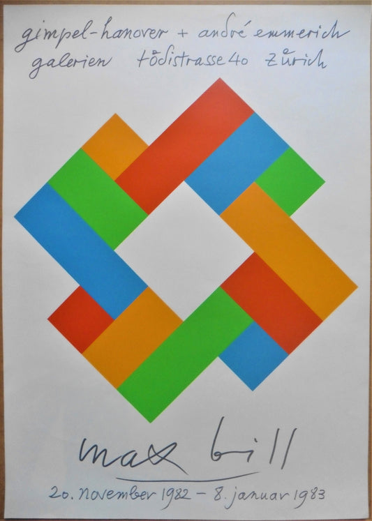 Max Bill original serigraph art Poster 1982 - 19.7"×27.6" (50×70cm)