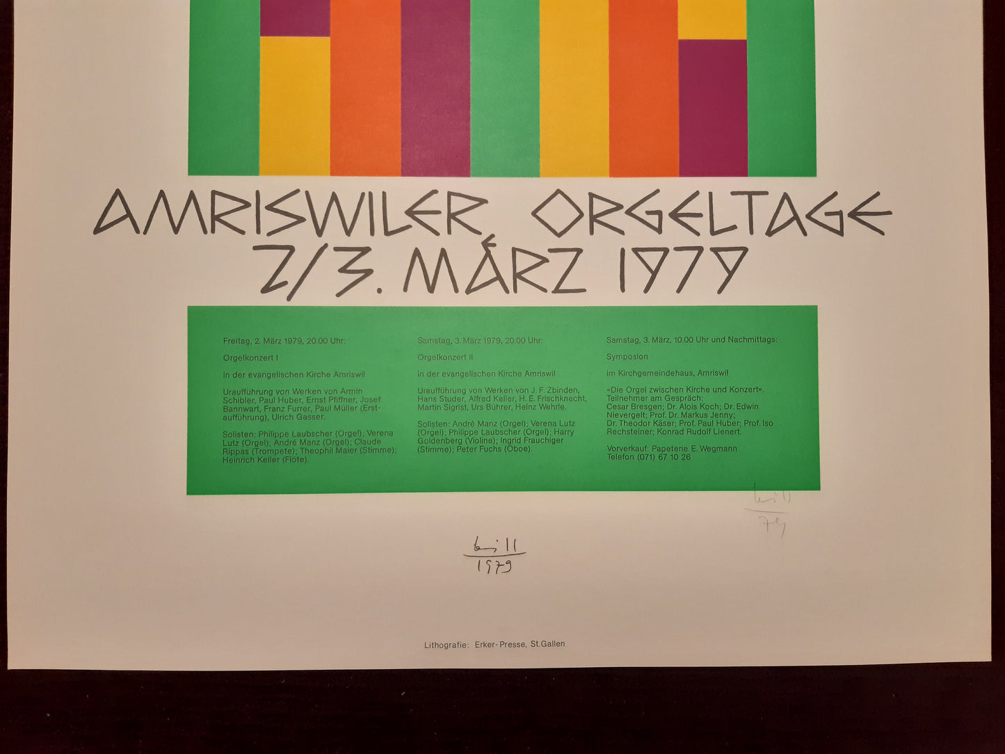 Max Bill original handsigned art poster - 27.6"×39.4" (70×100cm)