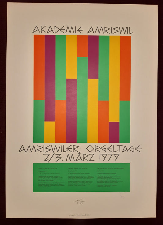 Max Bill original handsigned art poster - 27.6"×39.4" (70×100cm)