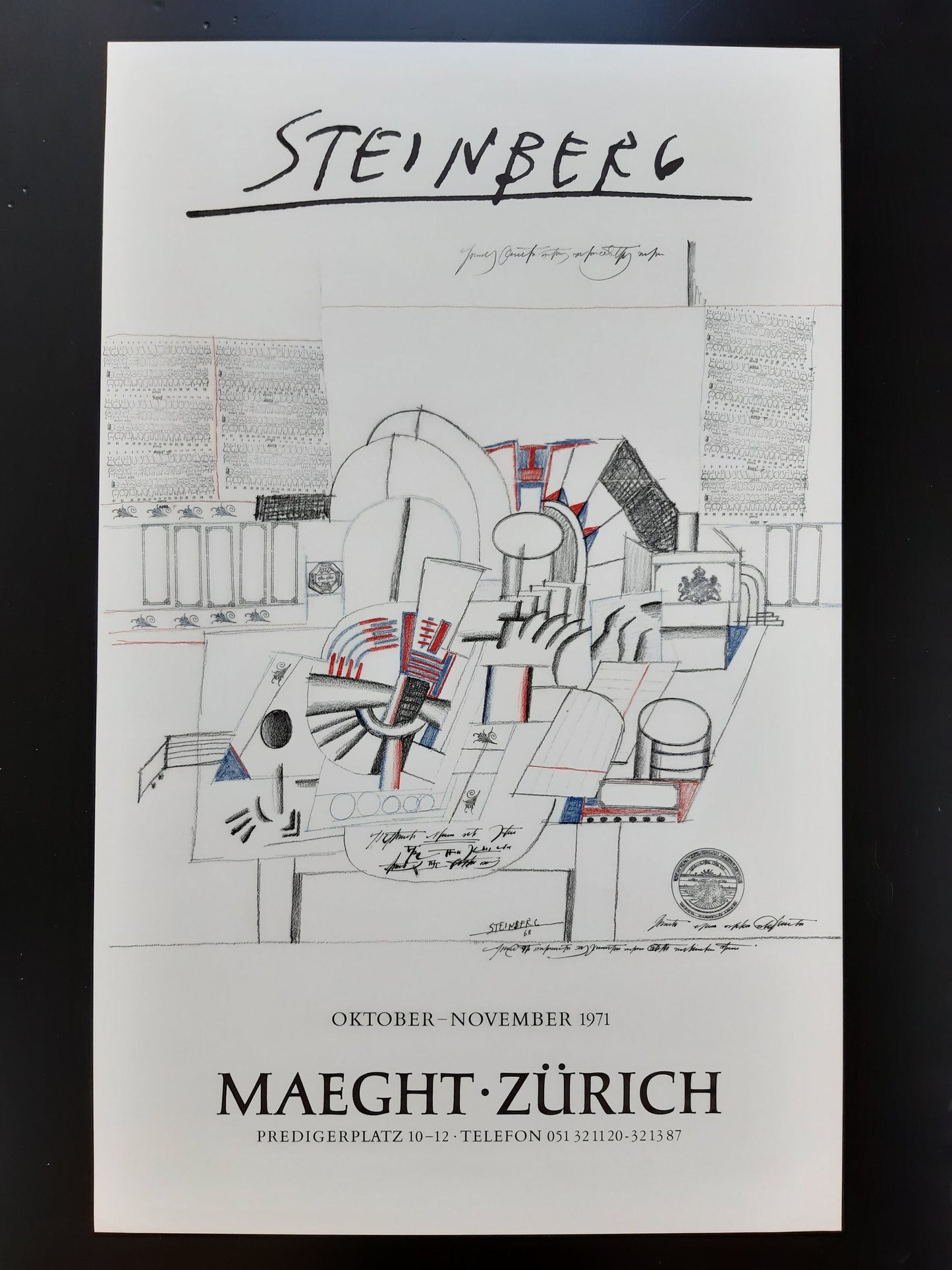 Saul Steinberg original art poster - 16.7"×26.8" (42.5×68cm)