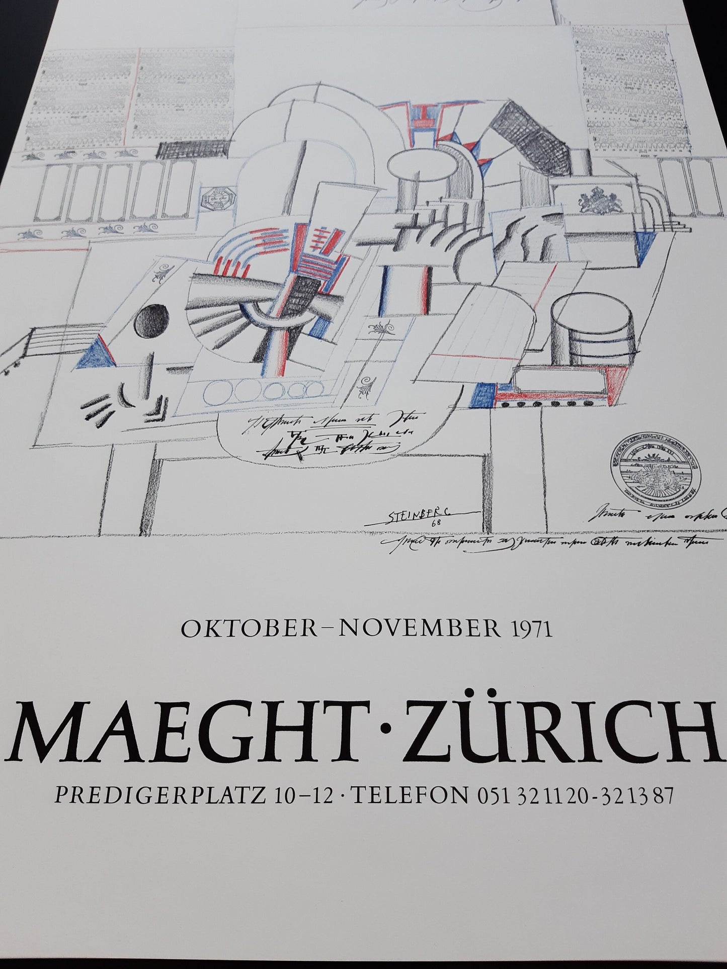 Saul Steinberg original art poster - 16.7"×26.8" (42.5×68cm)