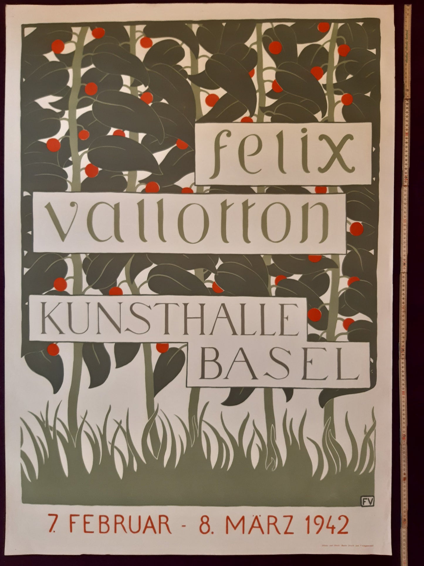 Felix Vallotton original 1942 art exhibition litho poster - 35.4"×50.4" (90×128cm)