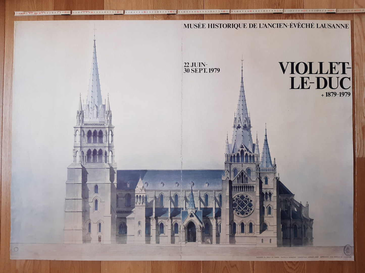 Viollet Le-Duc Lausanne Cathedral original vintige art exhibition poster - 50.4"×35.2" (128×89.5cm)