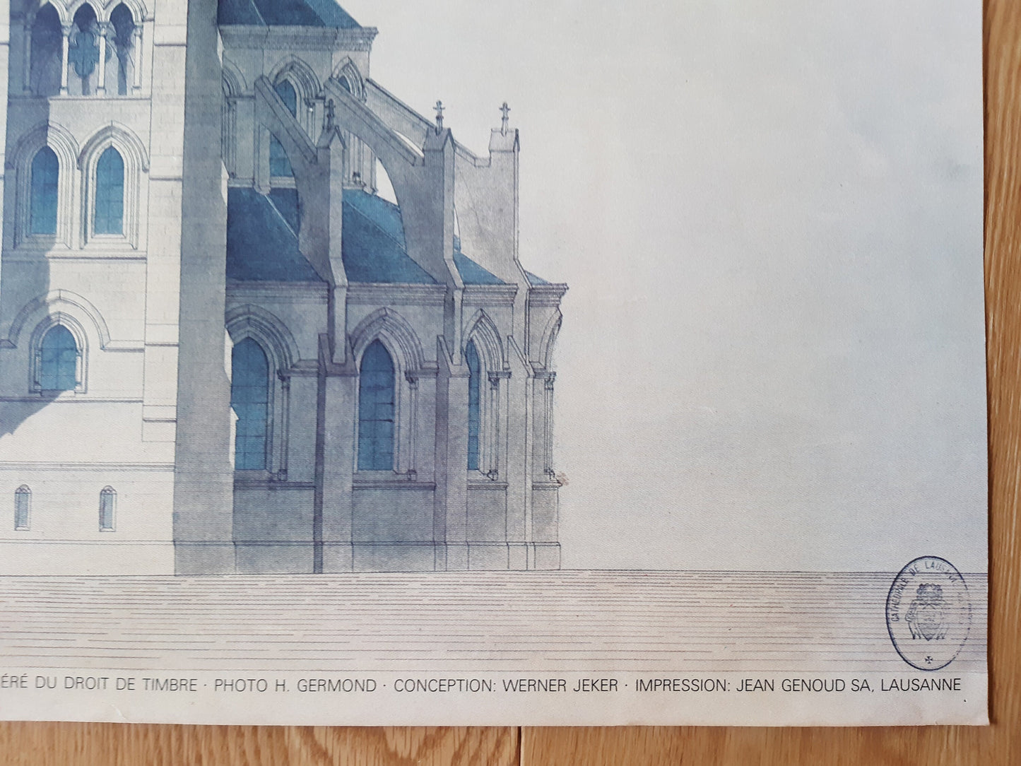 Viollet Le-Duc Lausanne Cathedral original vintige art exhibition poster - 50.4"×35.2" (128×89.5cm)