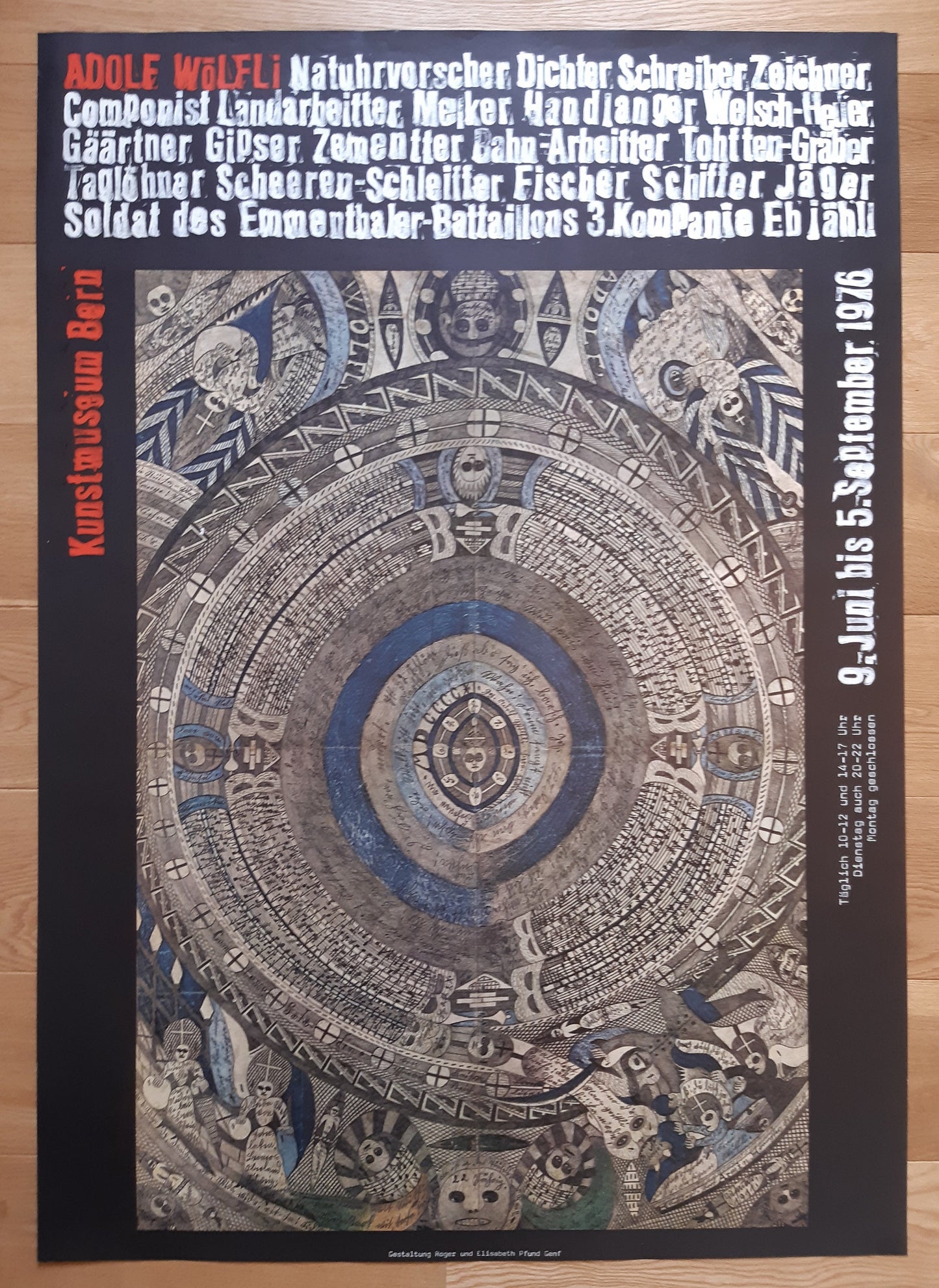 Adolf Wölfli original art exhibition poster - 35.2"×50.4" (89.5×128cm)