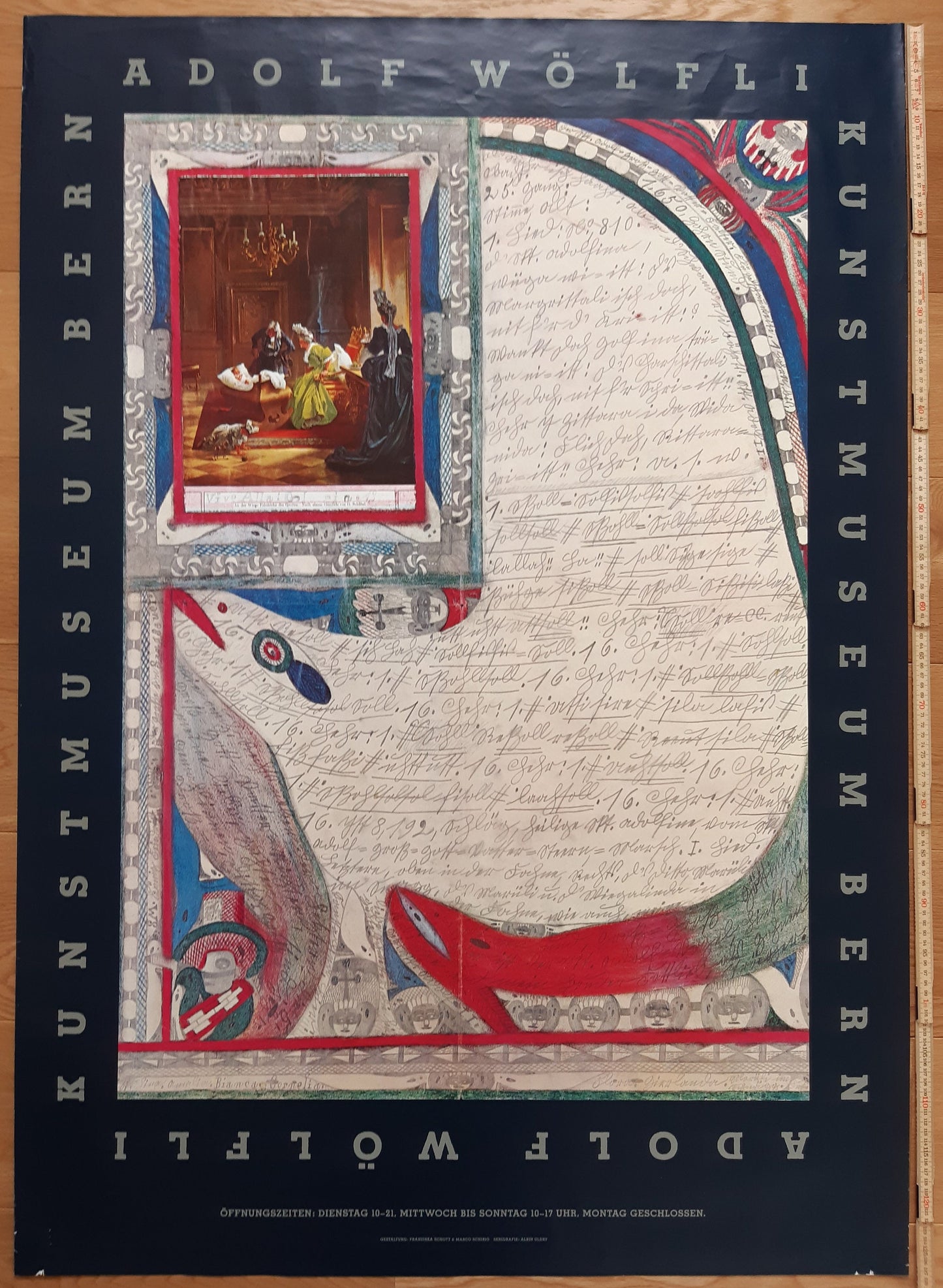 Adolf Wölfli original art exhibition poster - 35.2"×50.4" (89.5×128cm)