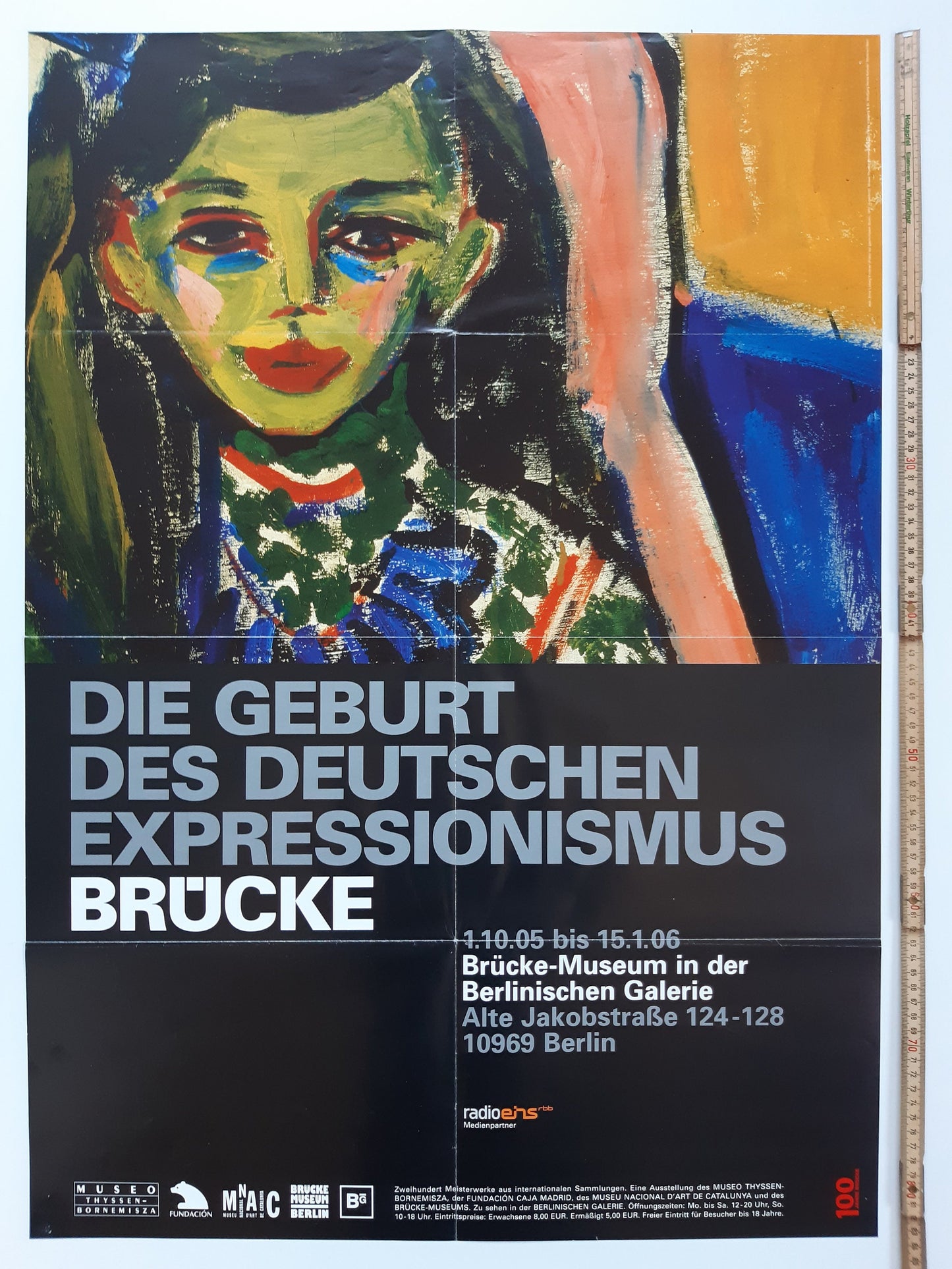 E. L. Kirchner vintage art exhibition poster folded - 23.4"×33.1" (59.5×84cm)