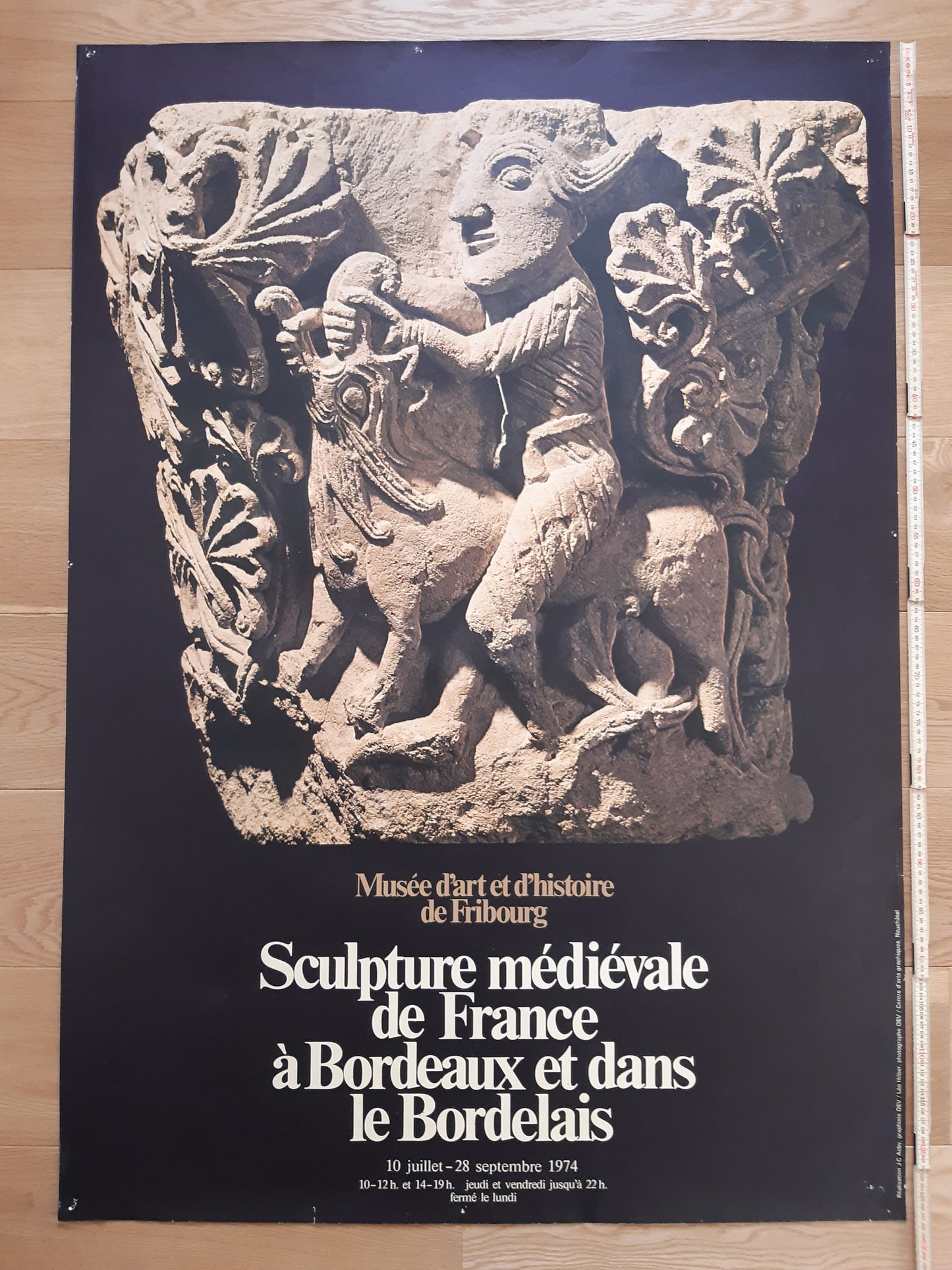 Swiss vintage museum exhibition poster medieval sculpture - 35.0"×50.4" (89×128cm)