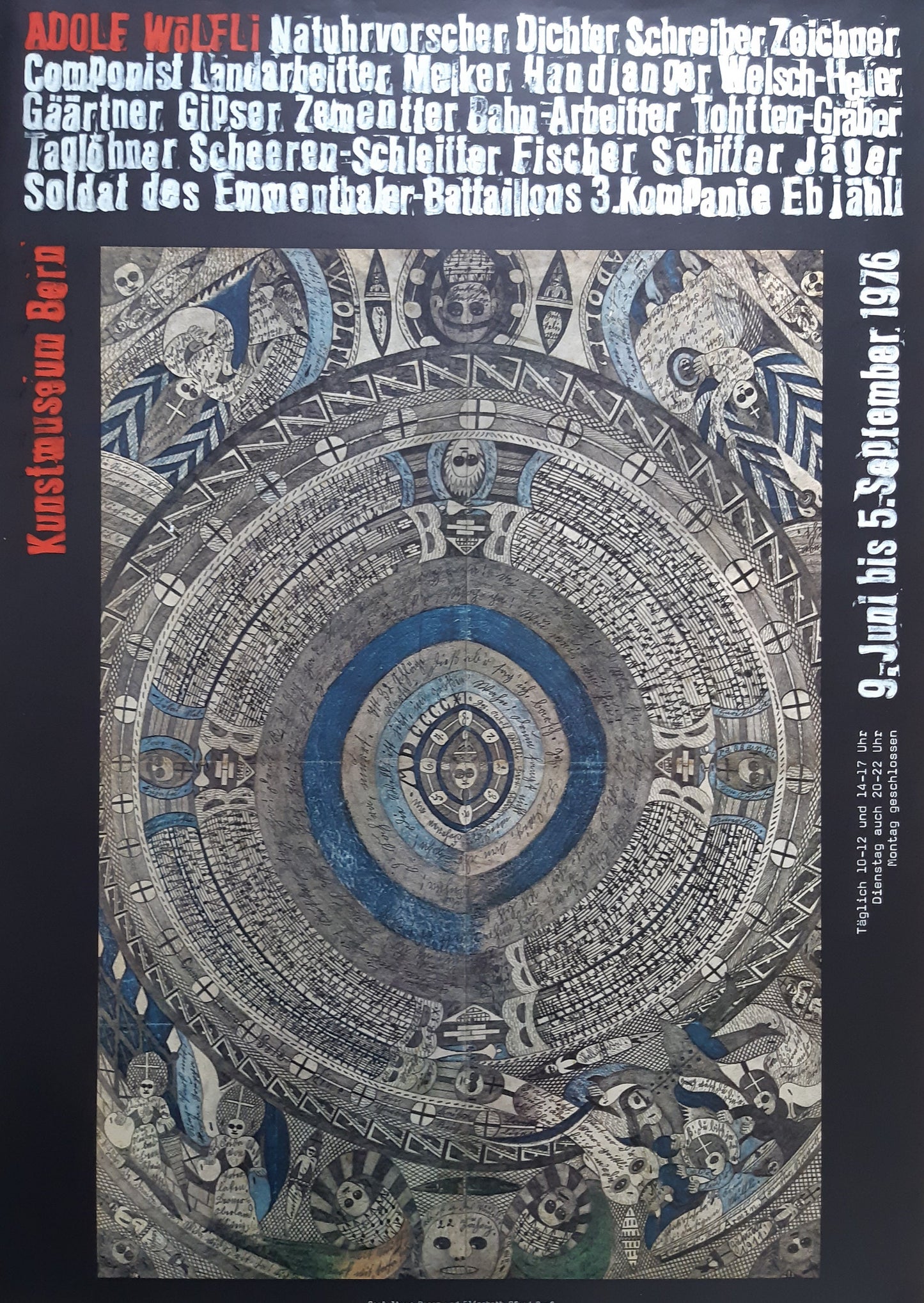 Adolf Wölfli original art exhibition poster - 35.2"×50.4" (89.5×128cm)