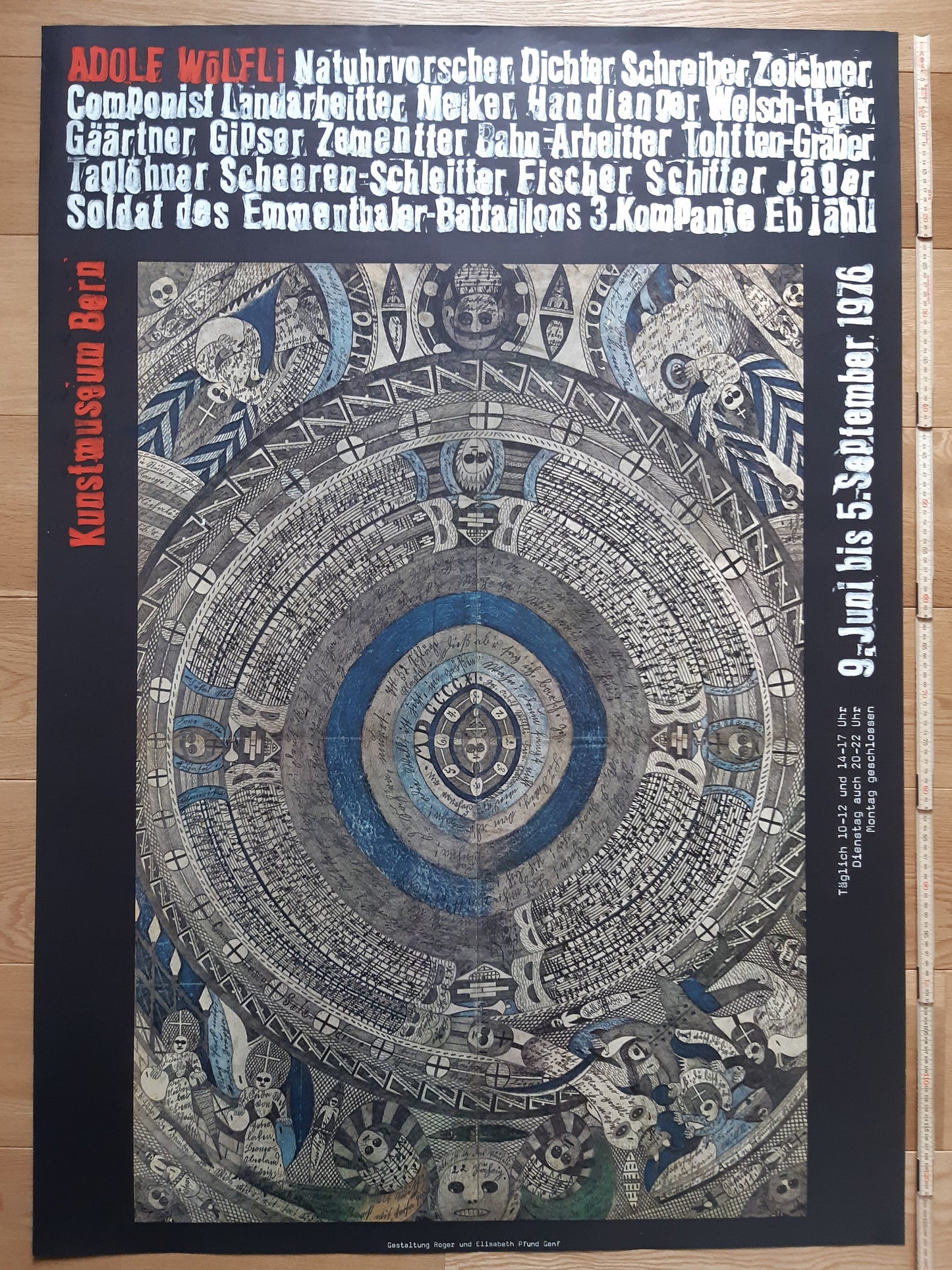 Adolf Wölfli original art exhibition poster - 35.2"×50.4" (89.5×128cm)
