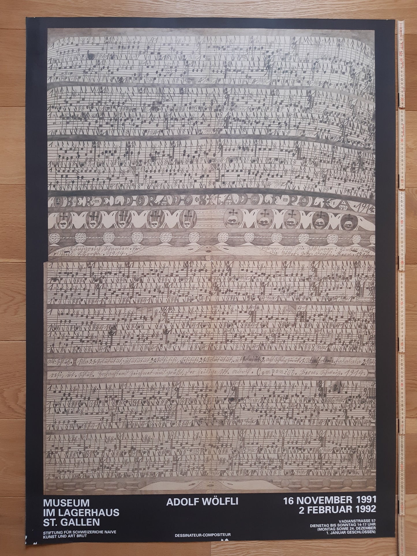 Adolf Wölfli original art exhibition poster - 35.2"×50.4" (89.5×128cm)