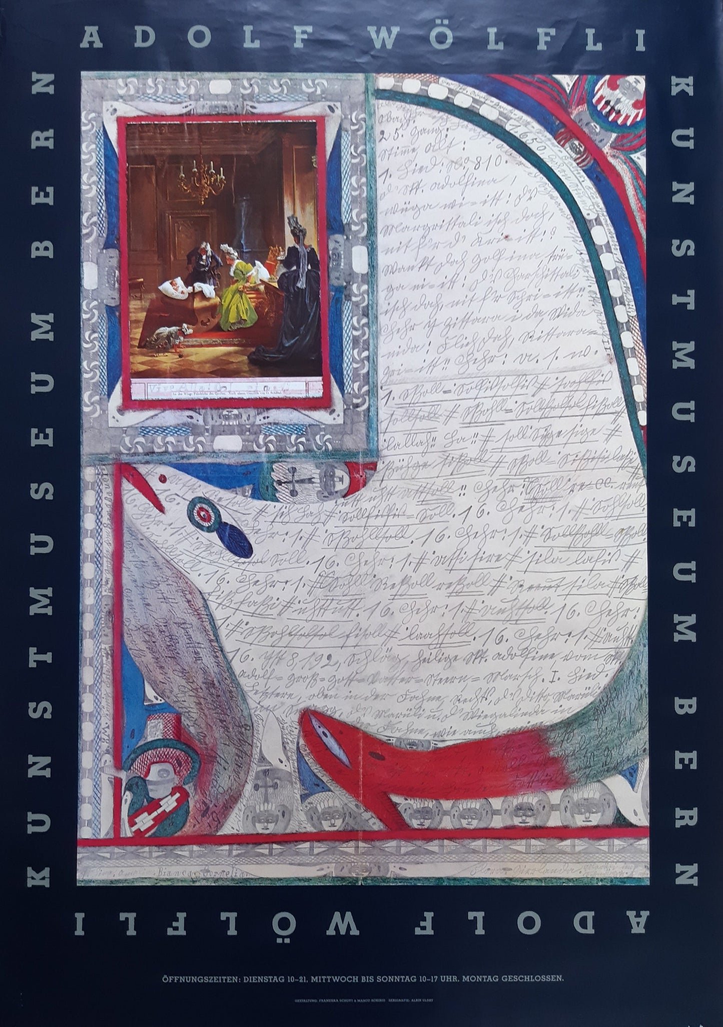 Adolf Wölfli original art exhibition poster - 35.2"×50.4" (89.5×128cm)