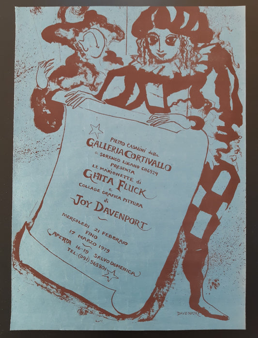 Joy Davenport vintage original art exhibition poster 1979 - 13.9"×19.5" (35.2×49.5cm)