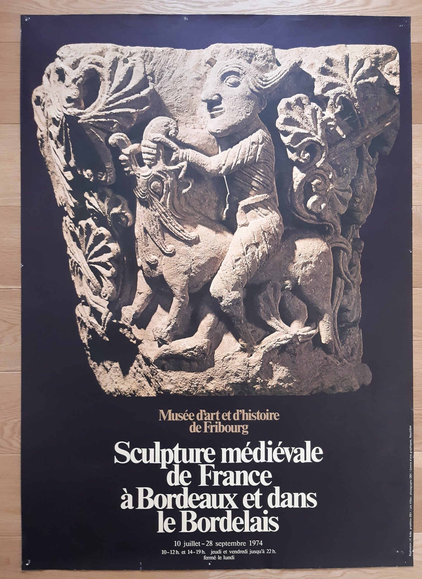 Swiss vintage museum exhibition poster medieval sculpture - 35.0"×50.4" (89×128cm)