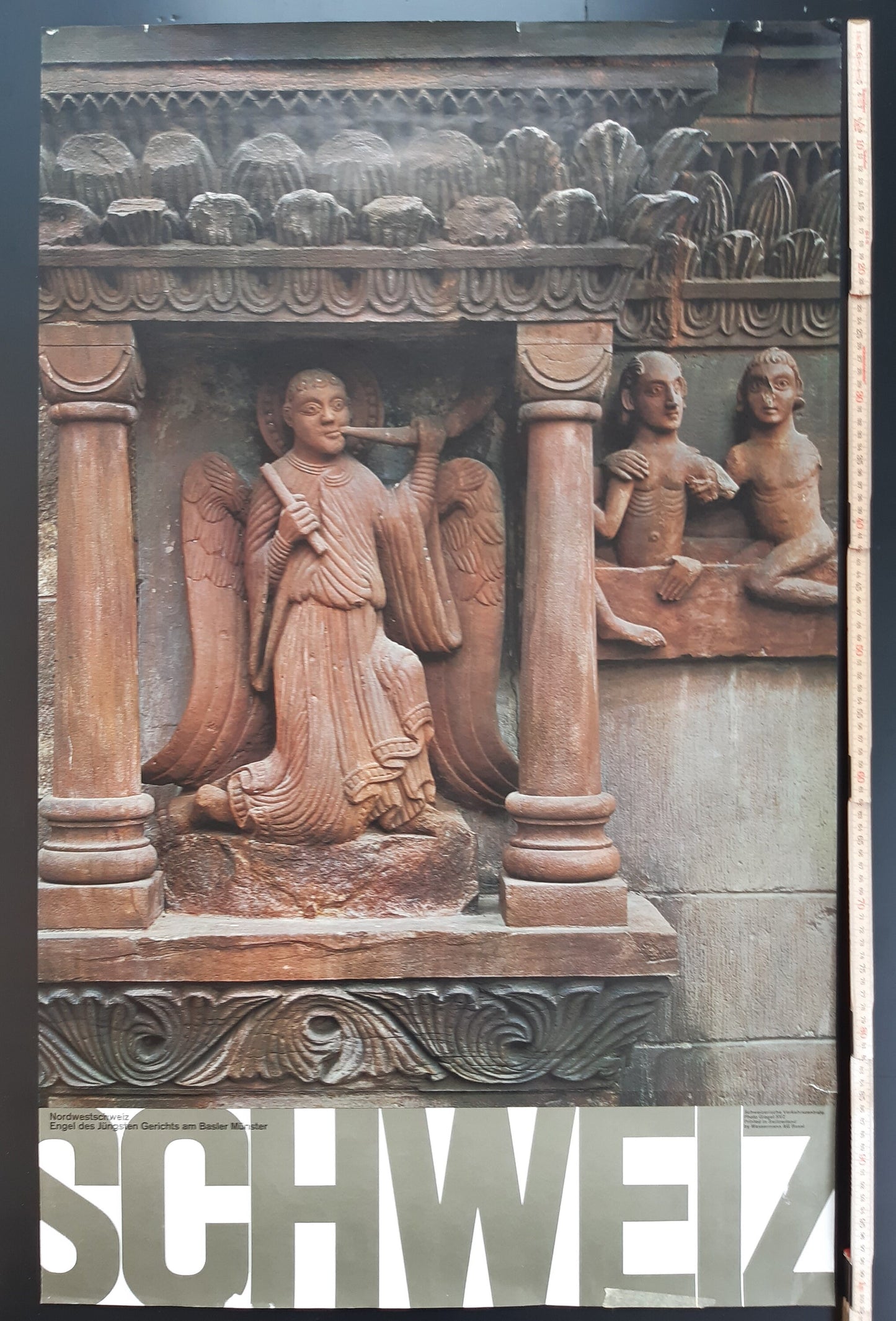 Swiss vintage museum exhibition poster medieval sculpture - 25.2"×40.2" (64×102cm)