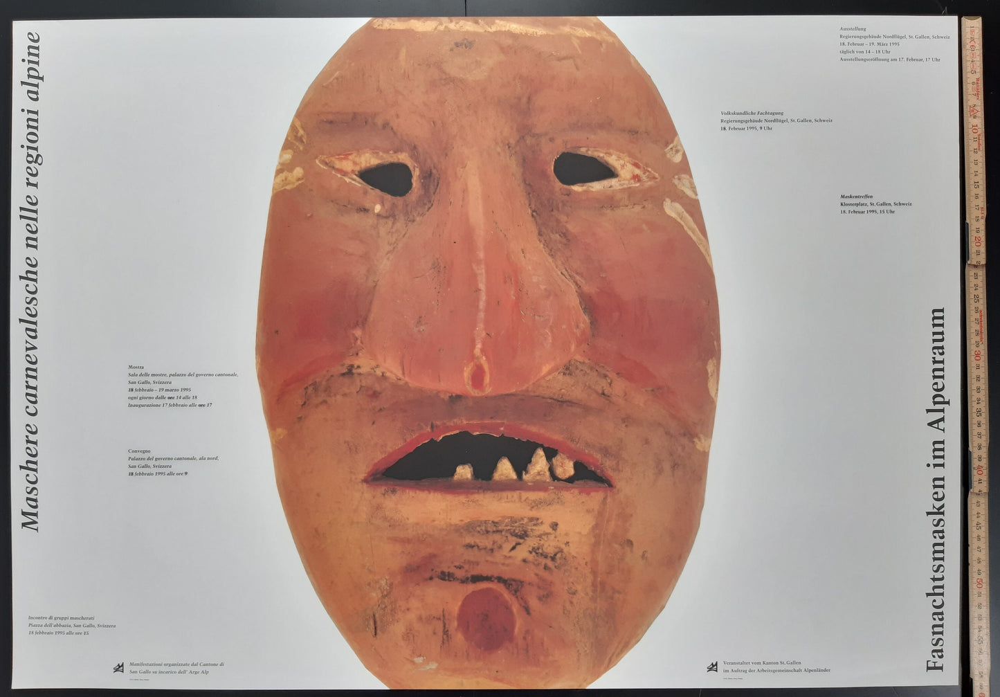 Swiss vintage culture museum poster carneval naive native mask - 33.1"×23.4" (84×59.4cm)
