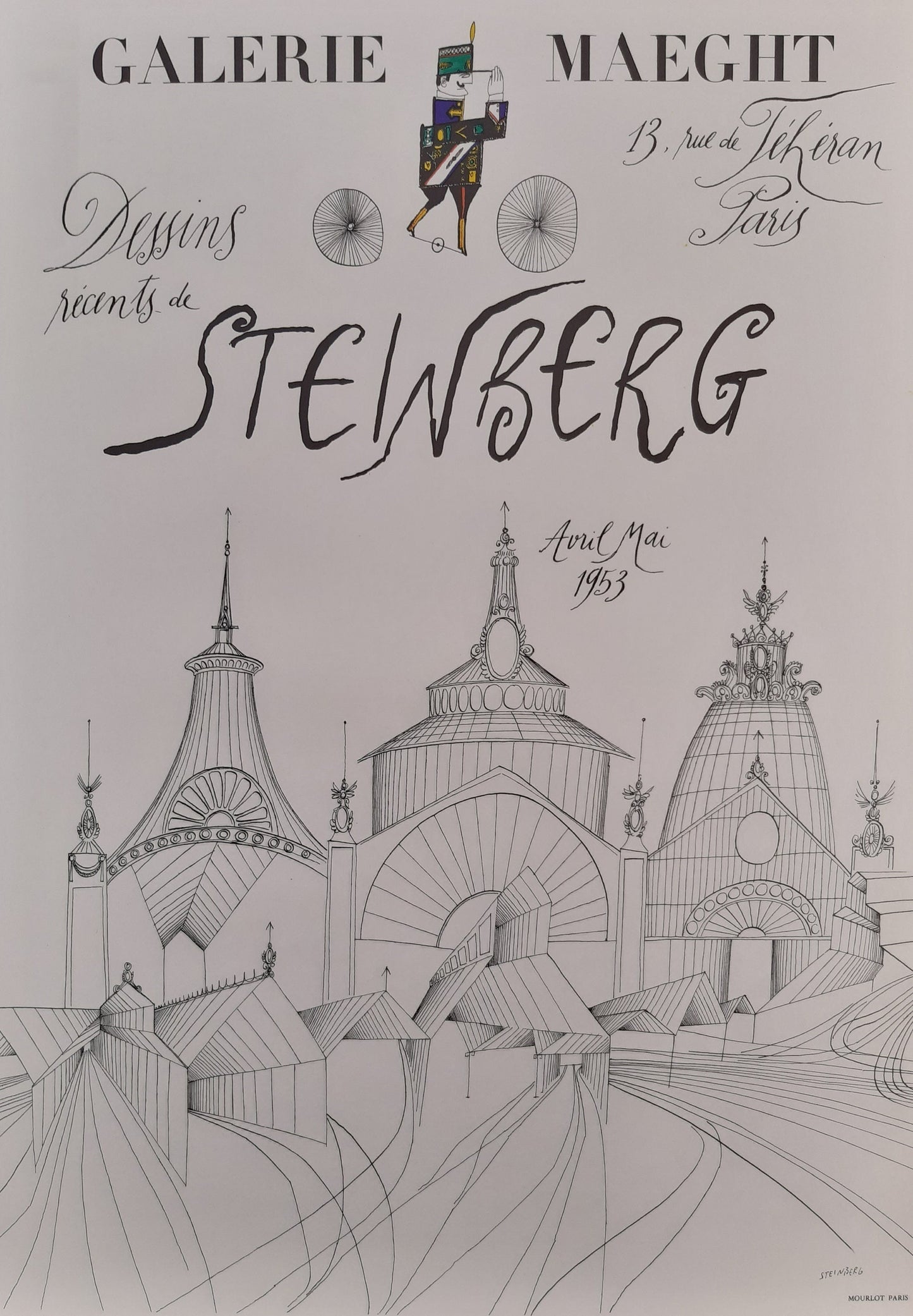 Saul Steinberg original art poster - 18.3"×25.6" (46.5×65cm)