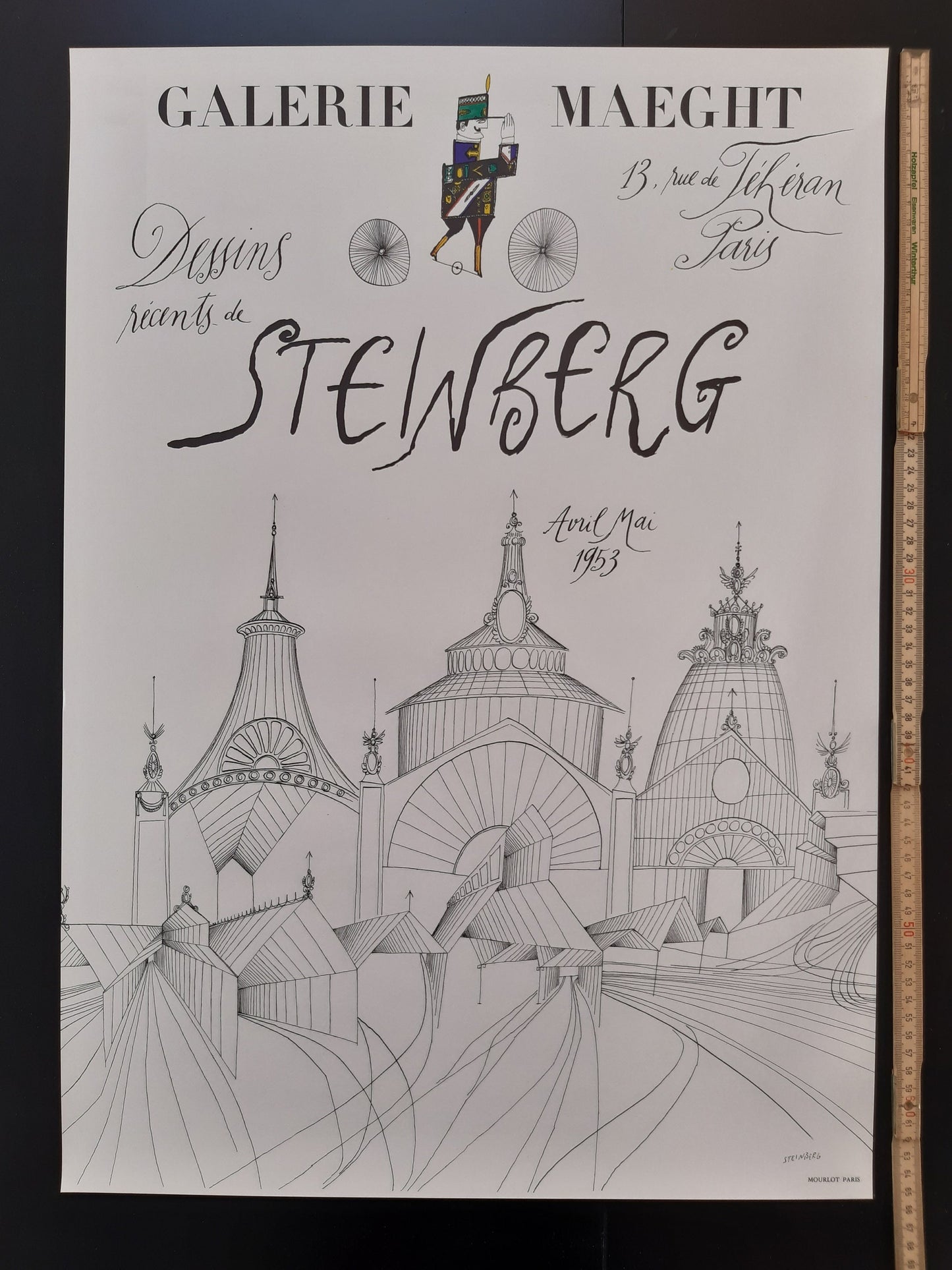 Saul Steinberg original art poster - 18.3"×25.6" (46.5×65cm)