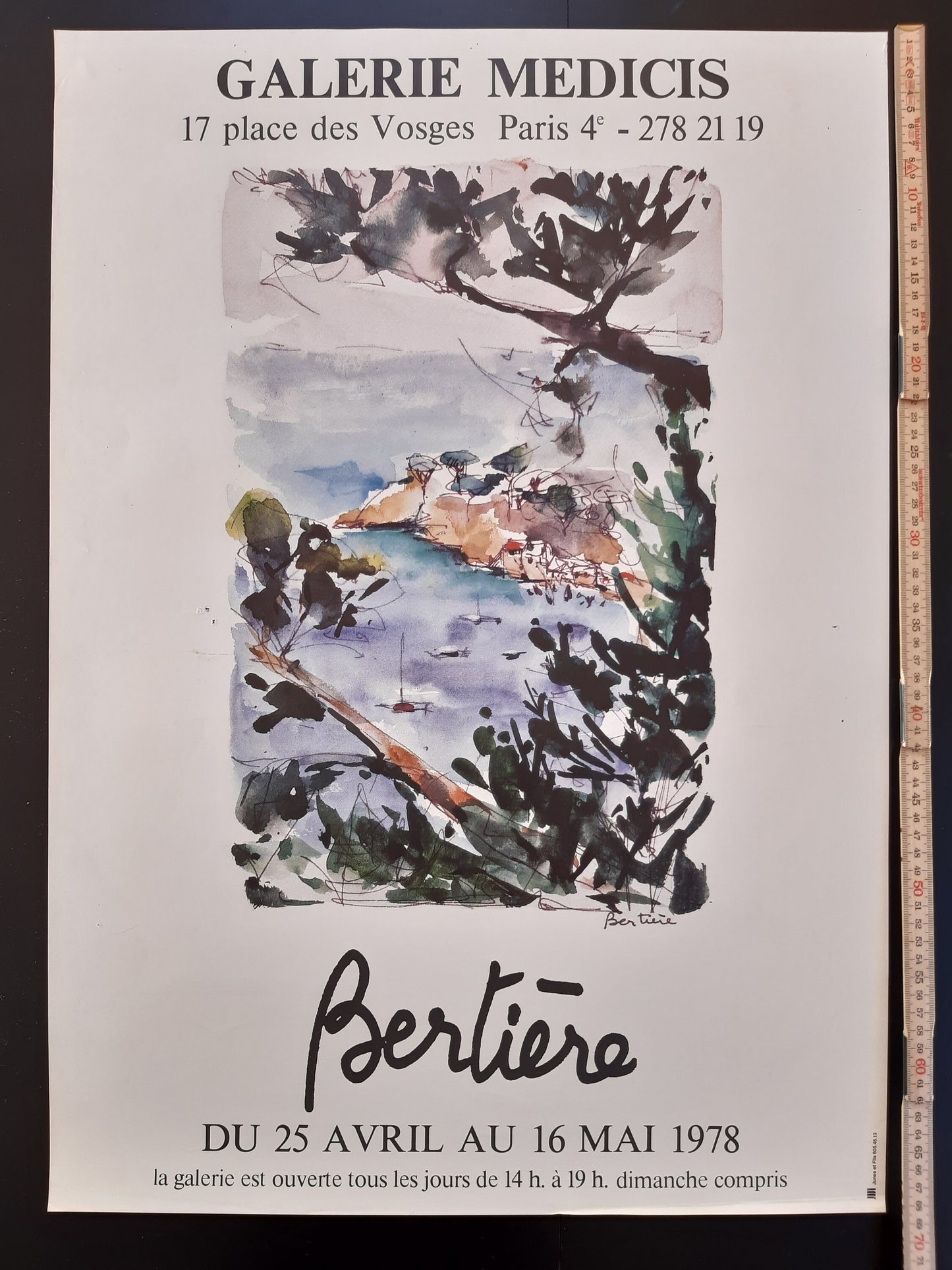 Denise Bertiére original art poster - 19.3"×27.2" (49×69cm)