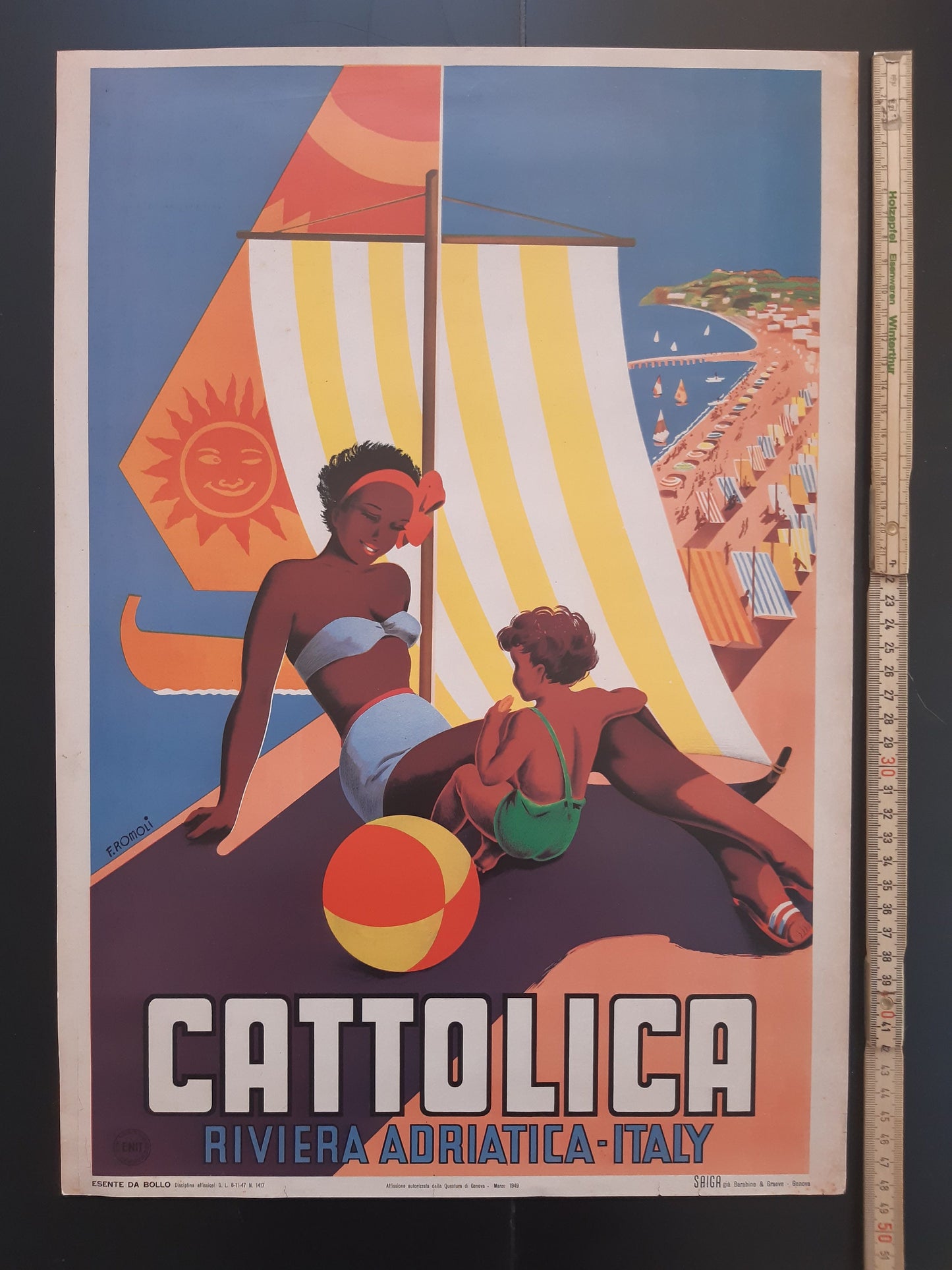 Cattolica Italian vintage travel poster mini reproduction - 13.0"×19.3" (33×49cm)