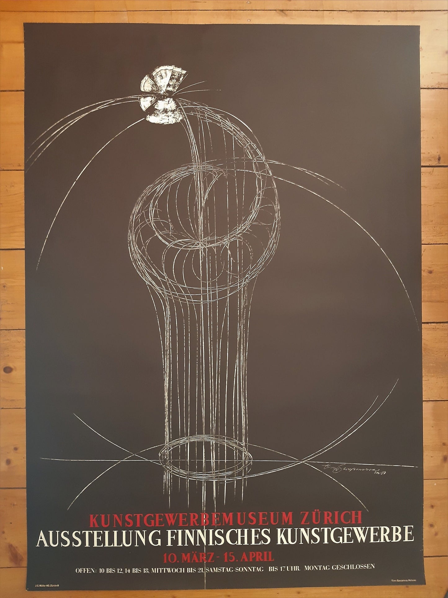 Timo Sarpaneva original art exhibition poster - 35.4"×50.4" (90×128cm)