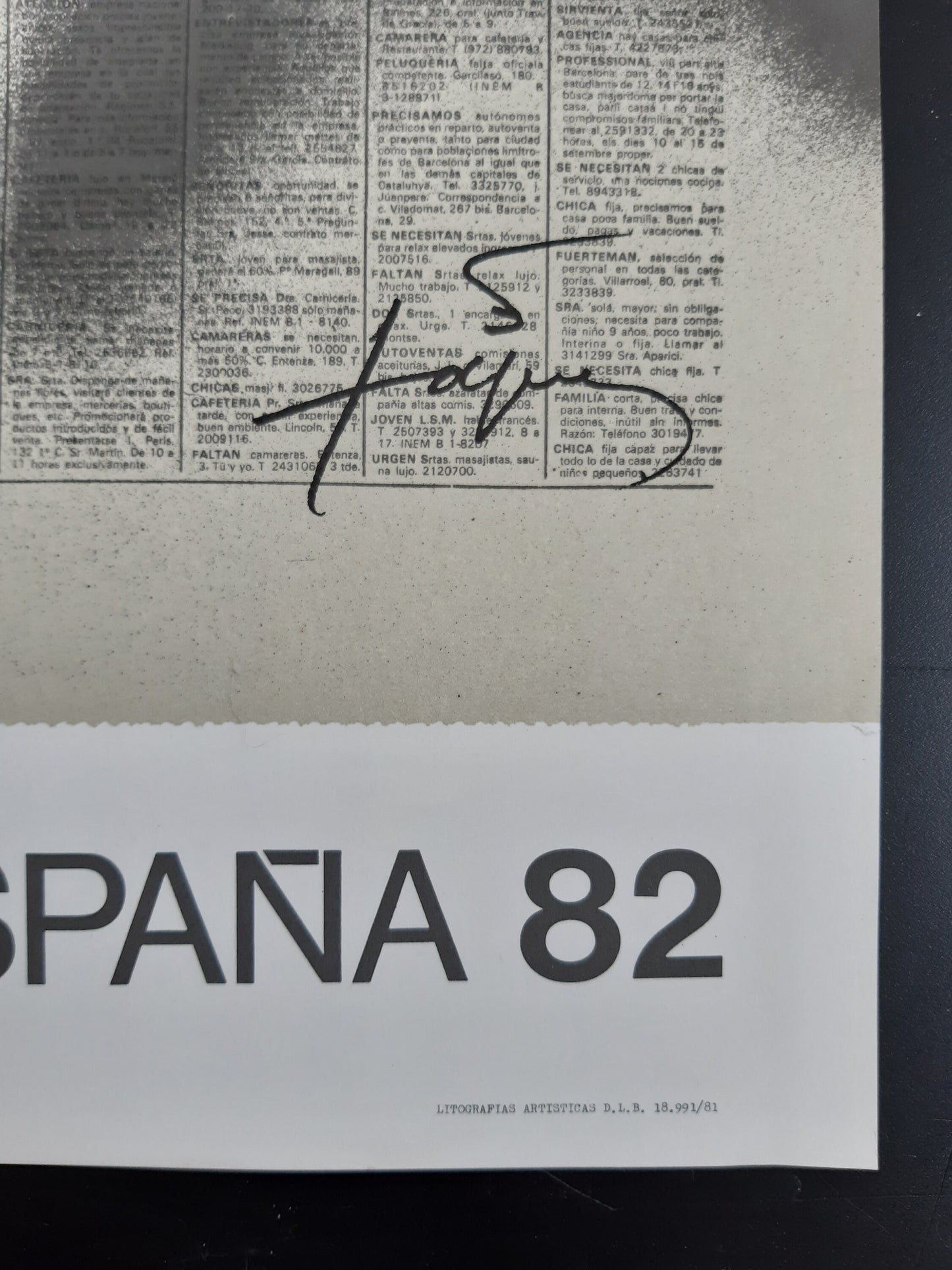 España 1982 Barcelona original art poster Tapies - 23.6"×37.2" (60×94.5cm)