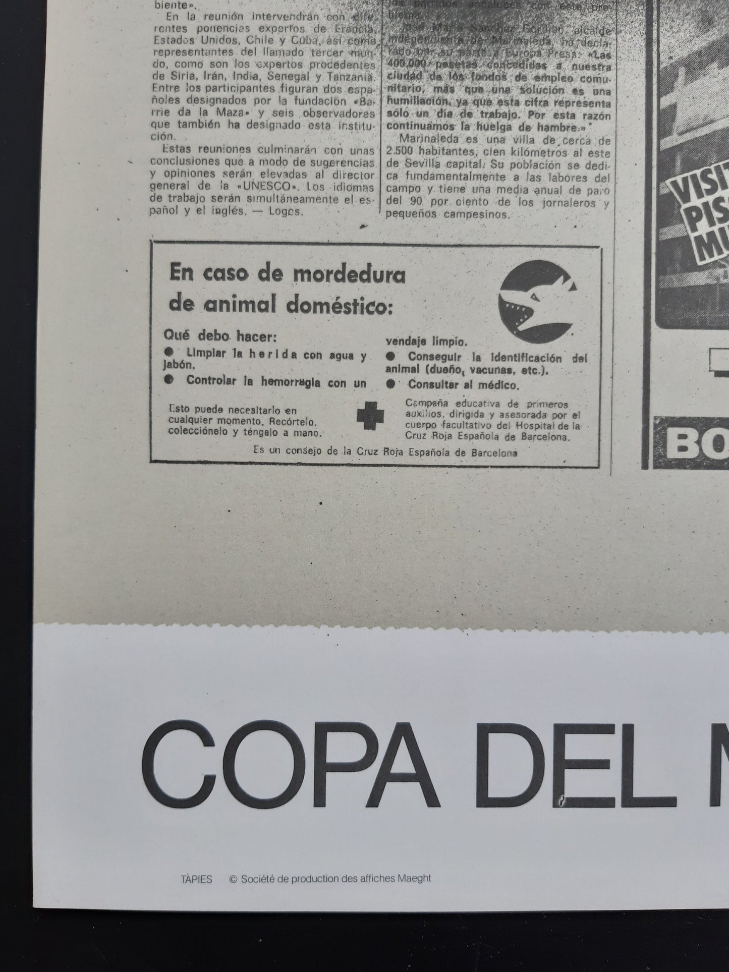 España 1982 Barcelona original art poster Tapies - 23.6"×37.2" (60×94.5cm)