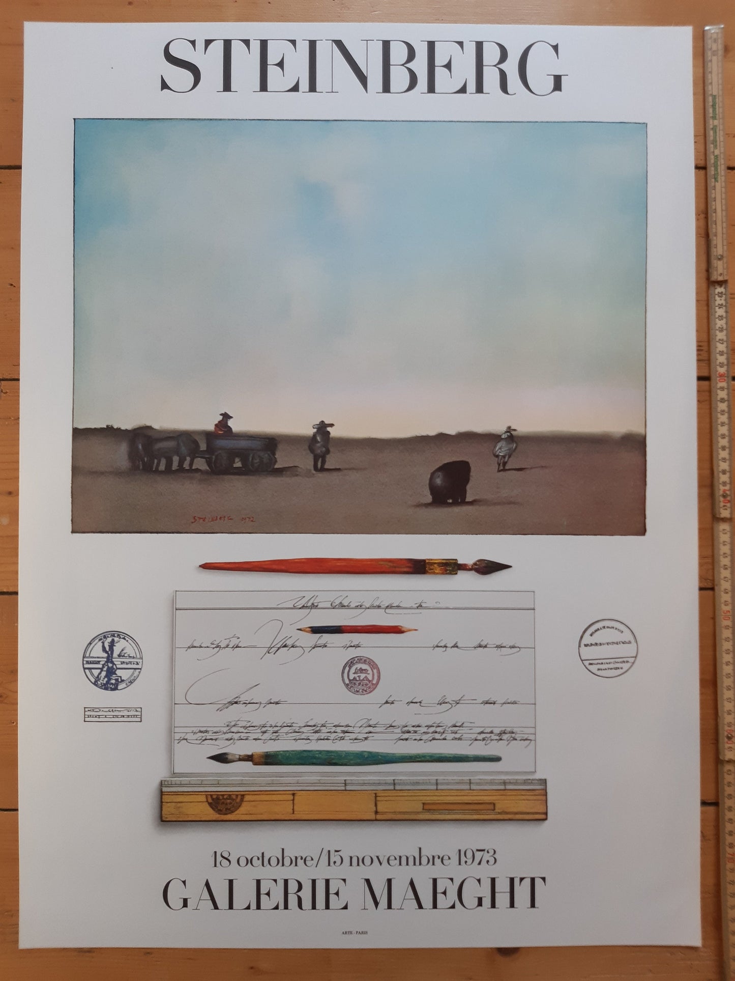 Saul Steinberg original art poster - 22.4"×30.7" (57×78cm)