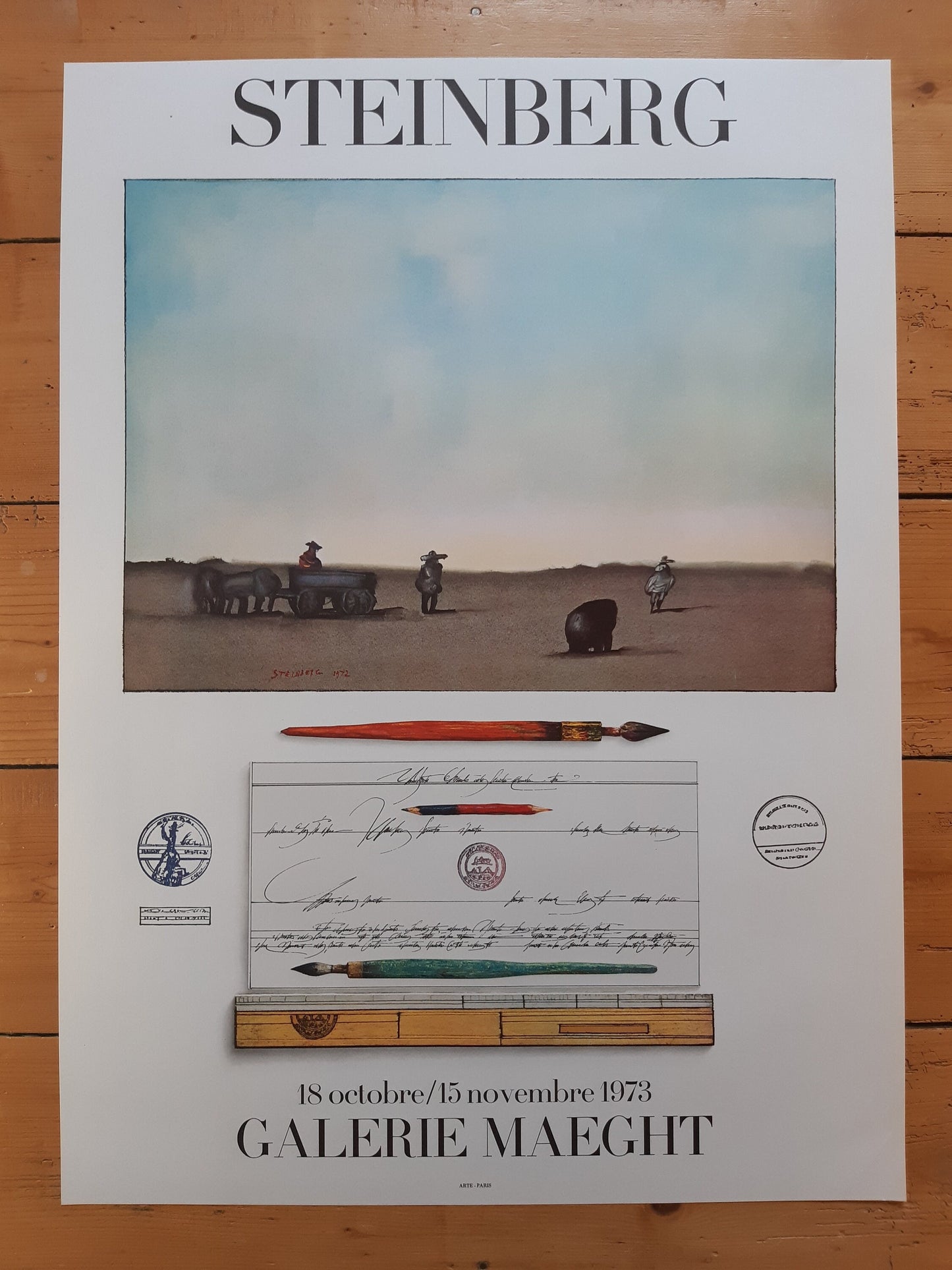 Saul Steinberg original art poster - 22.4"×30.7" (57×78cm)