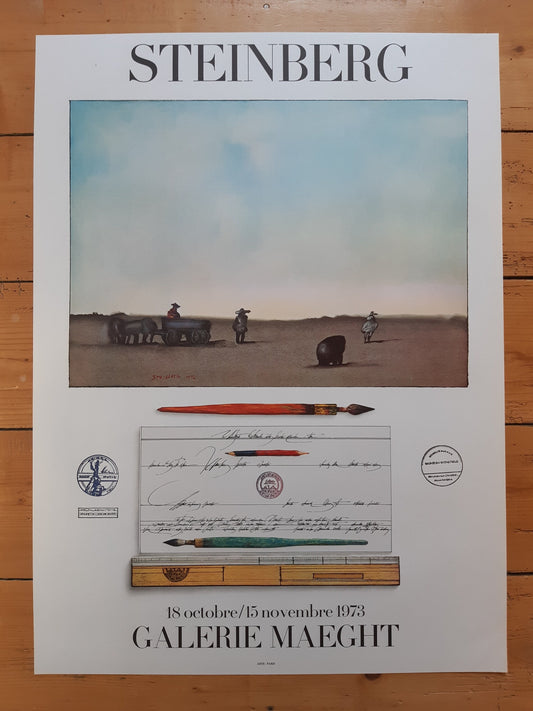 Saul Steinberg original art poster - 22.4"×30.7" (57×78cm)