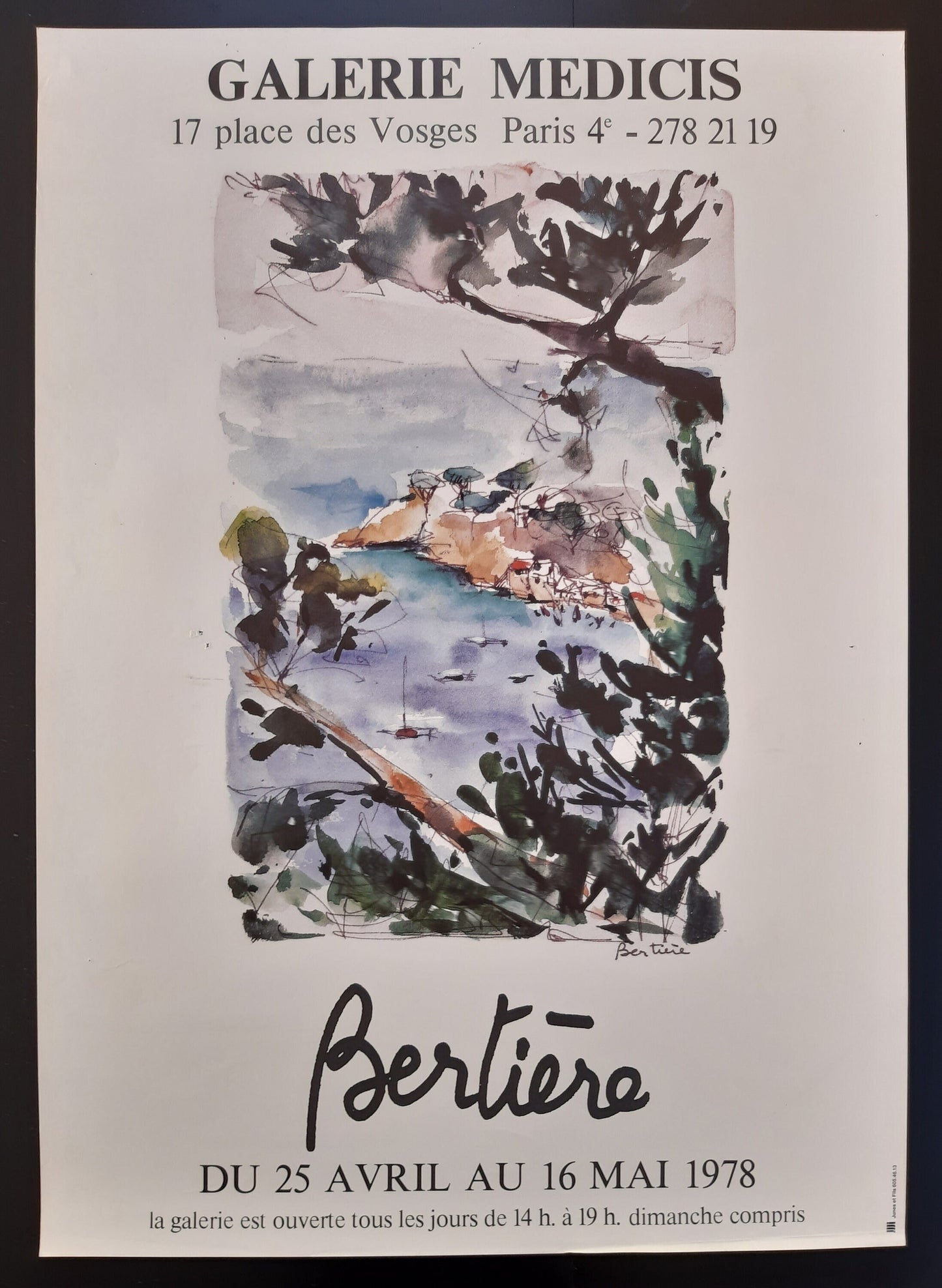 Denise Bertiére original art poster - 19.3"×27.2" (49×69cm)