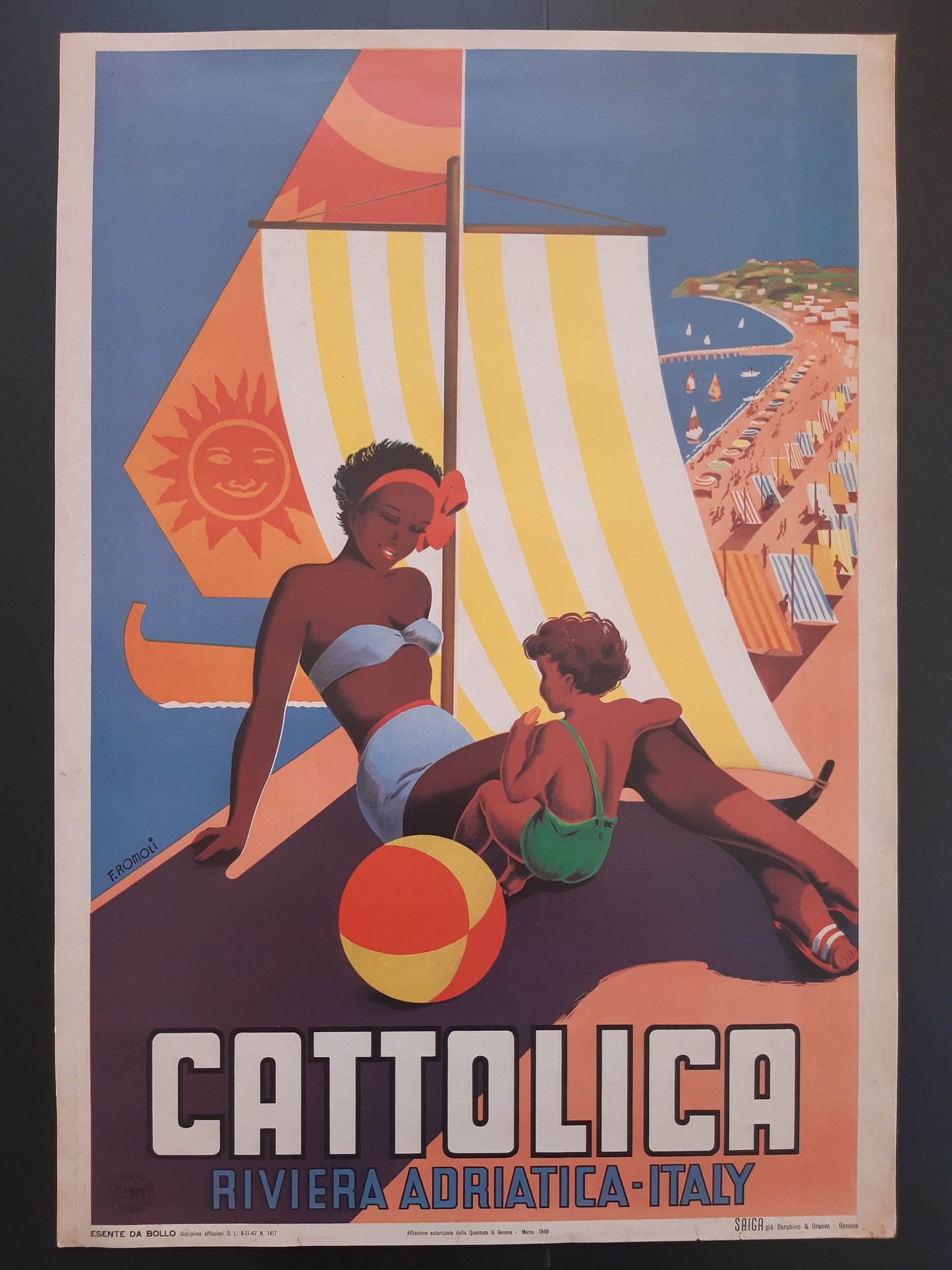 Cattolica Italian vintage travel poster mini reproduction - 13.0"×19.3" (33×49cm)