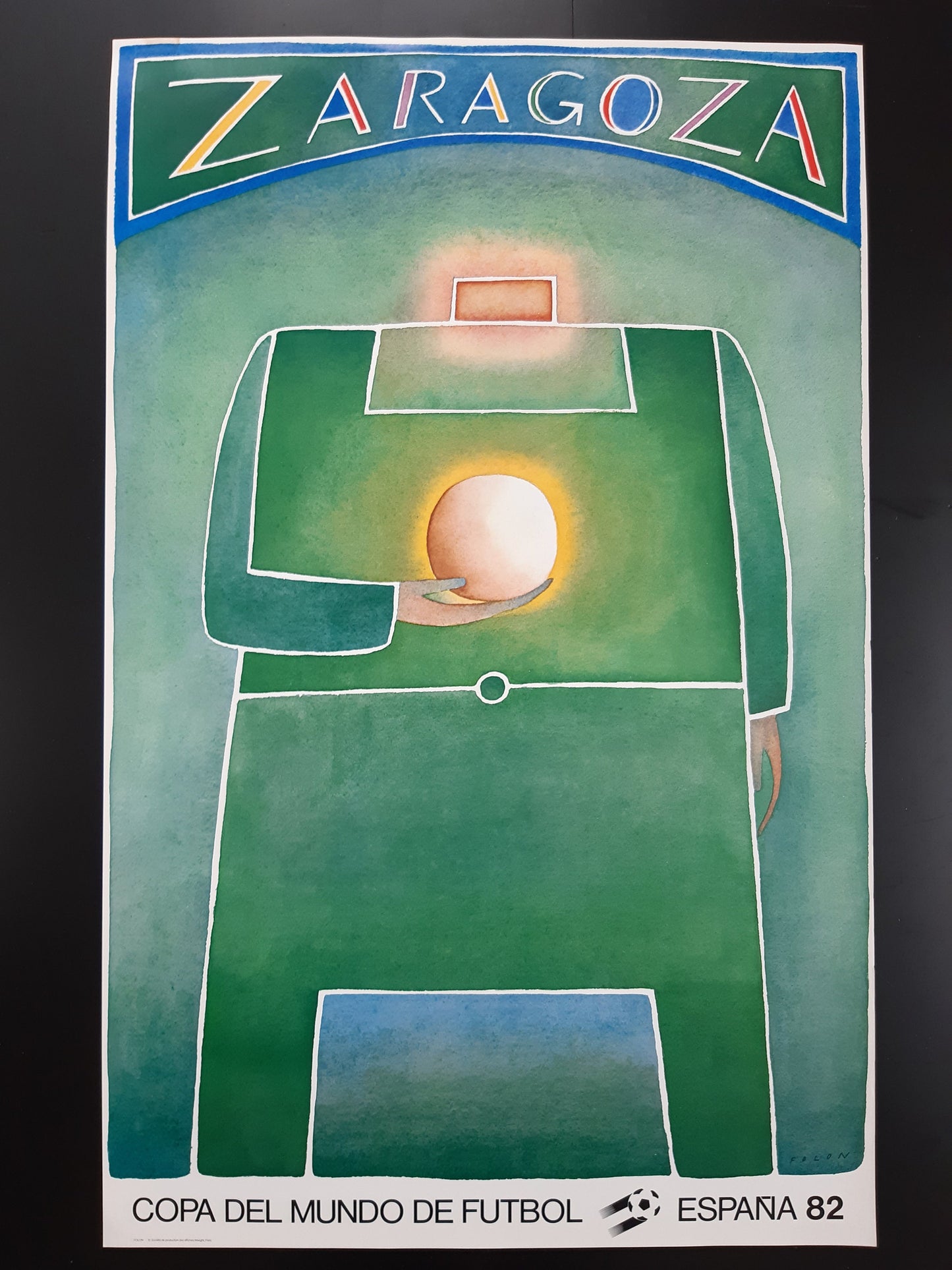España 1982 Zaragoza original art poster Folon - 23.6"×37.2" (60×94.5cm)