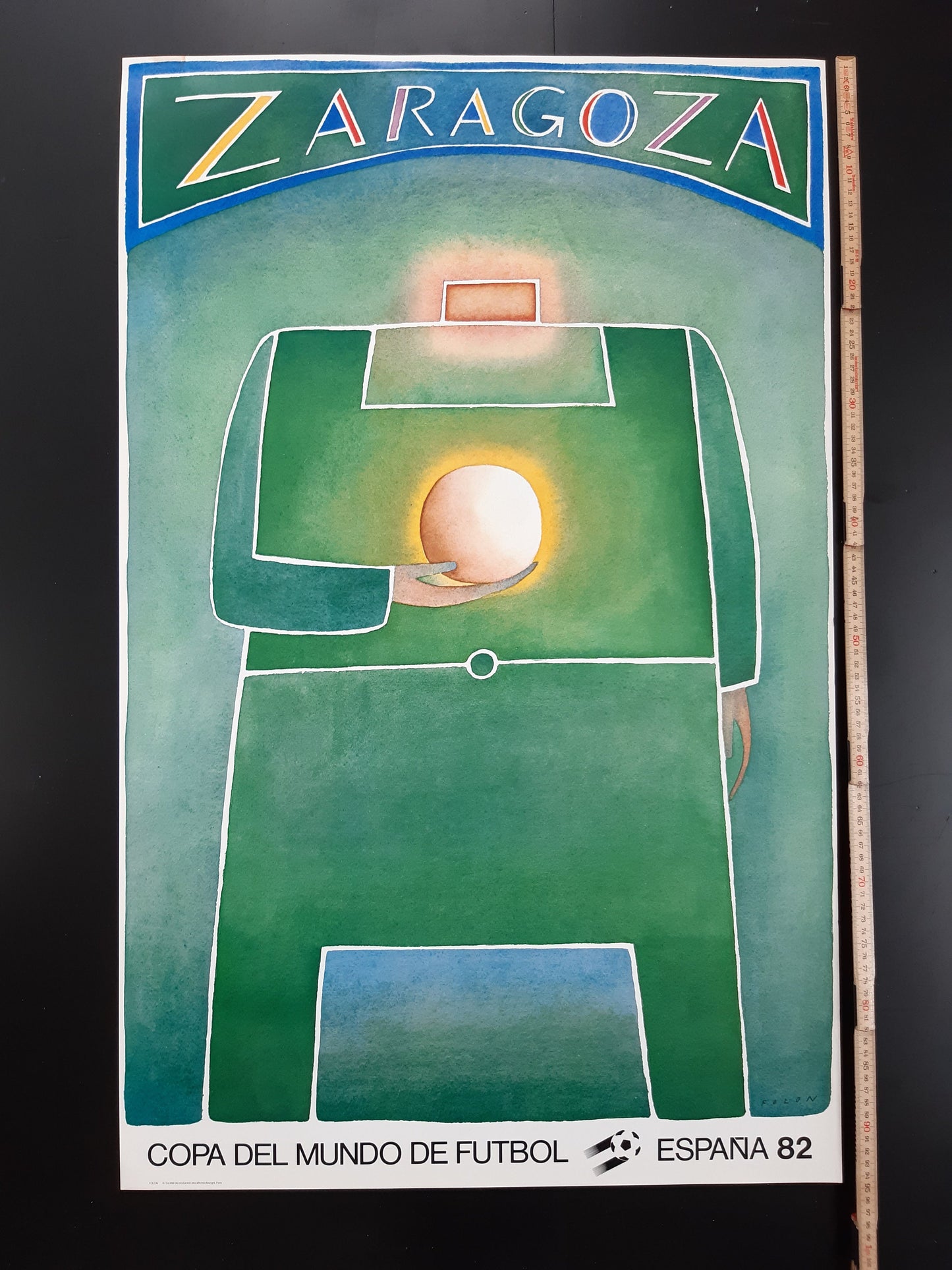 España 1982 Zaragoza original art poster Folon - 23.6"×37.2" (60×94.5cm)