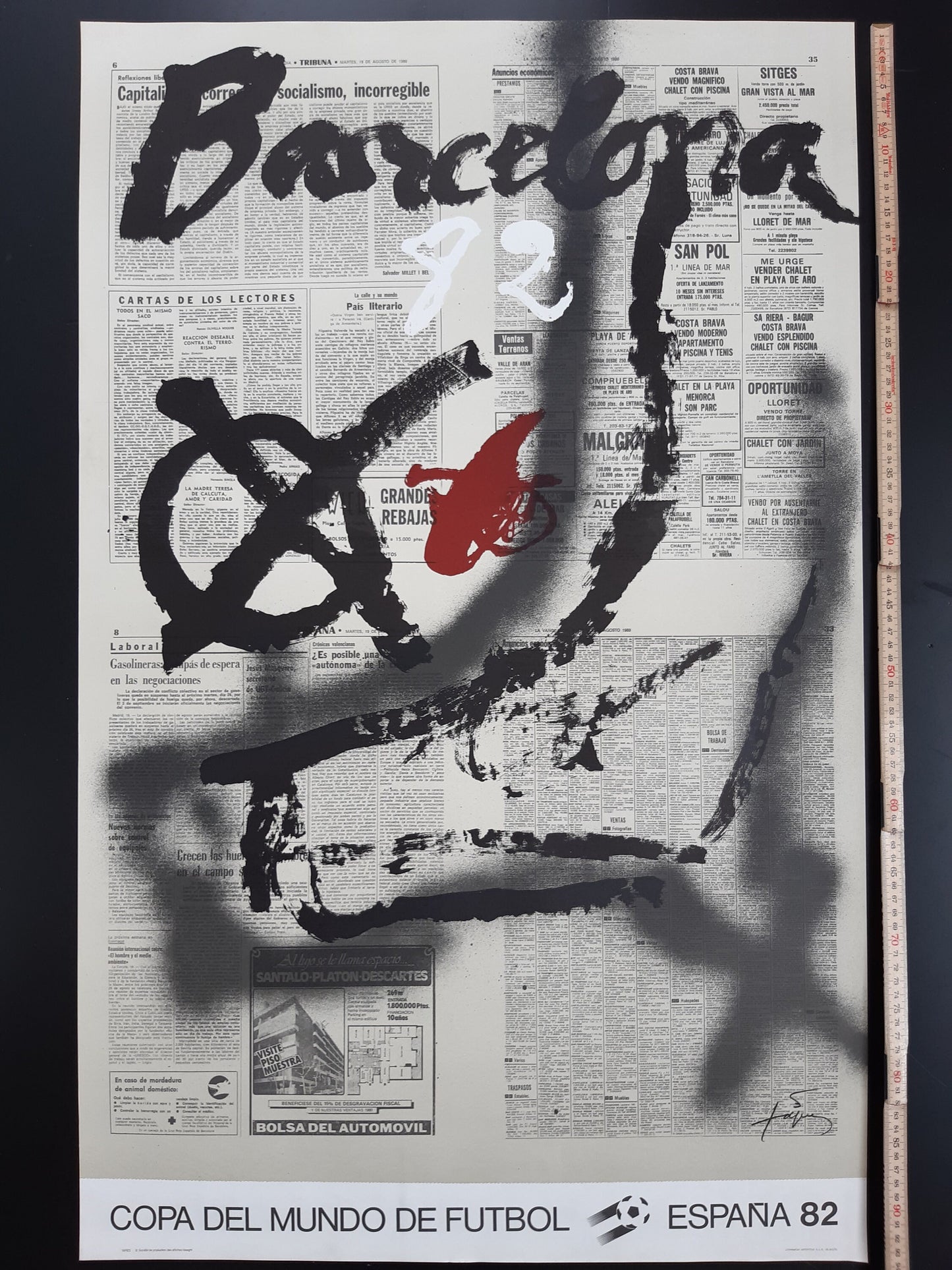 España 1982 Barcelona original art poster Tapies - 23.6"×37.2" (60×94.5cm)