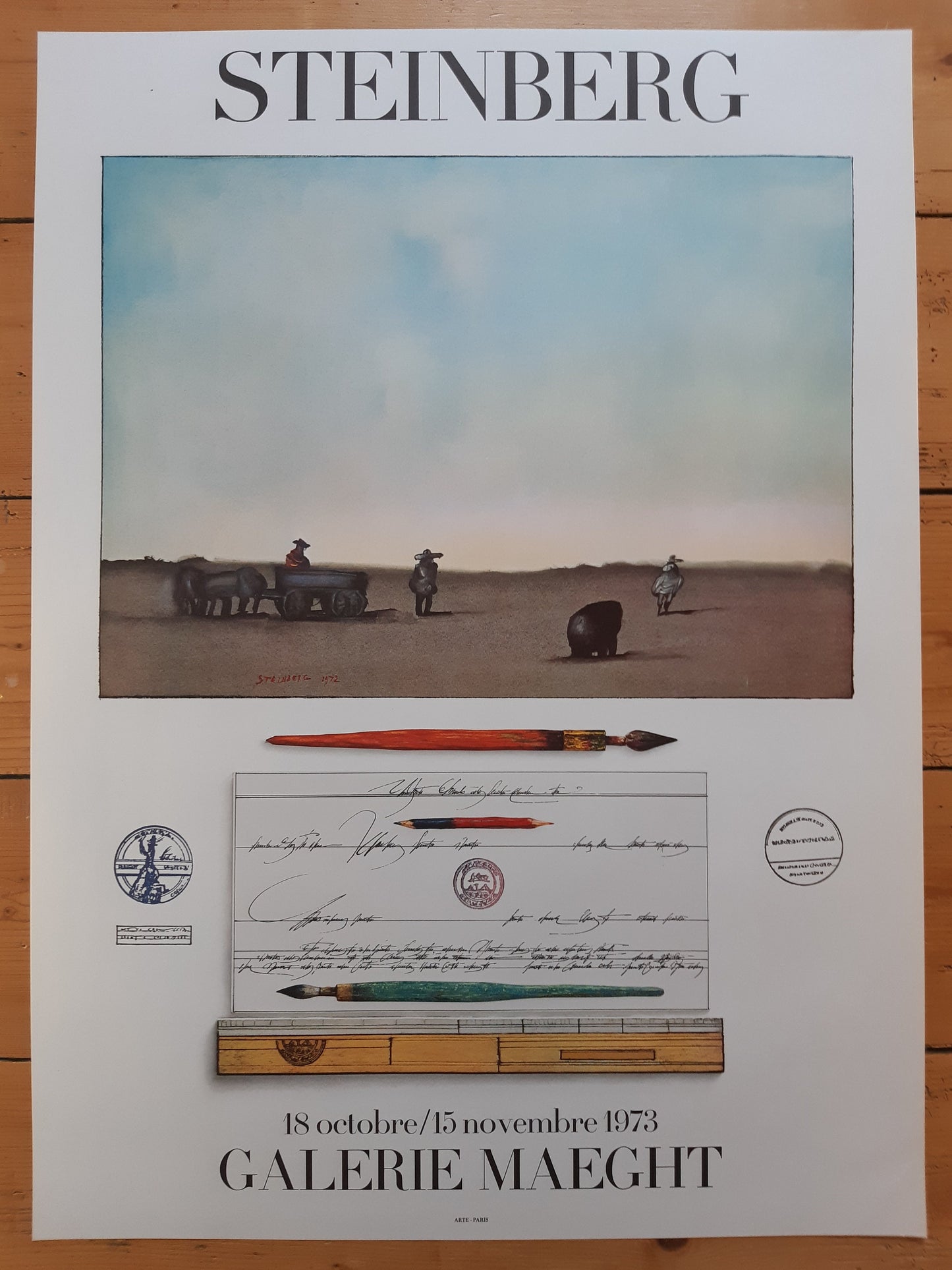 Saul Steinberg original art poster - 22.4"×30.7" (57×78cm)