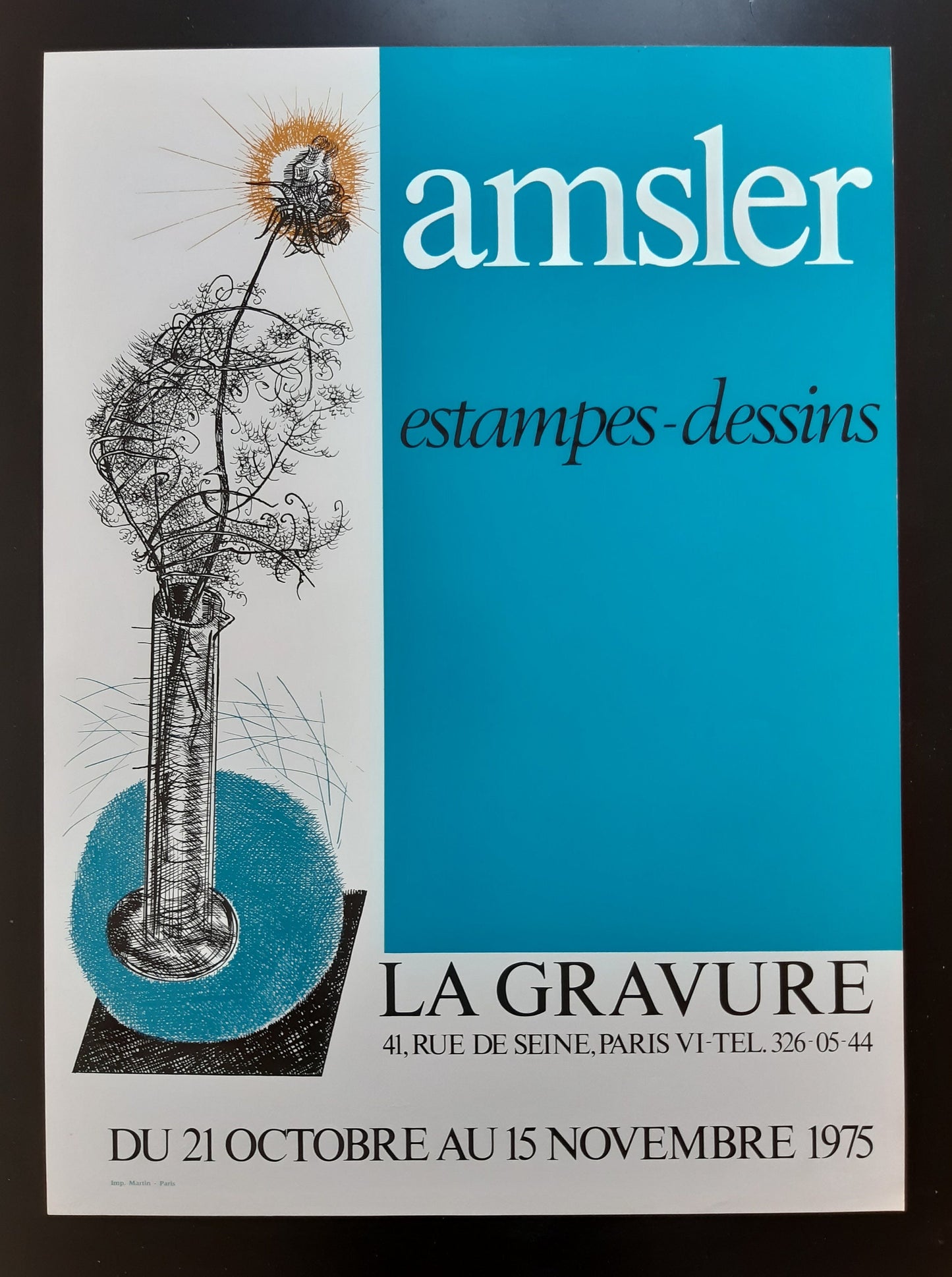 Samuel Amsler original art exhibition poster - 18.9"×23.2" (48×59cm)