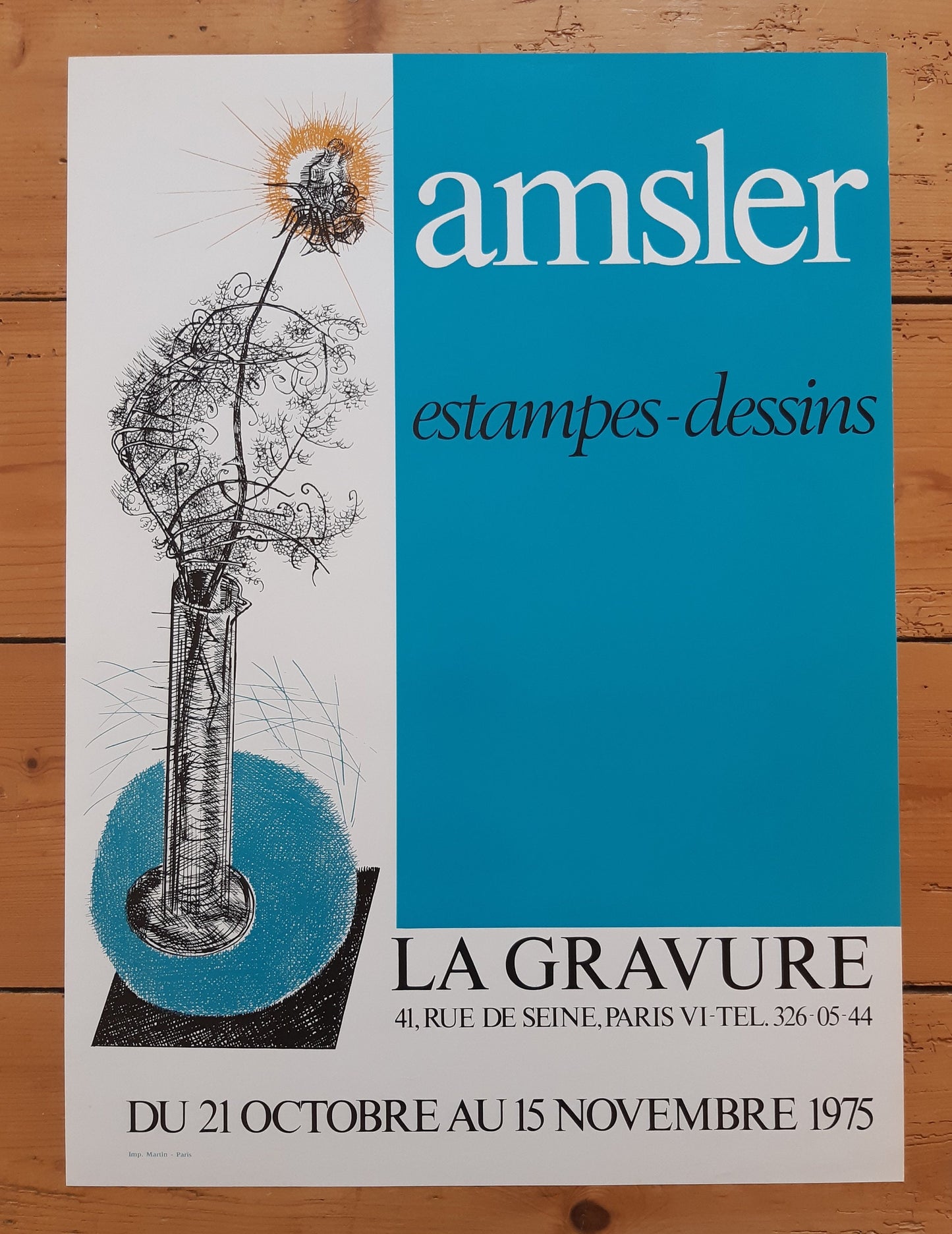 Samuel Amsler original art exhibition poster - 18.9"×23.2" (48×59cm)