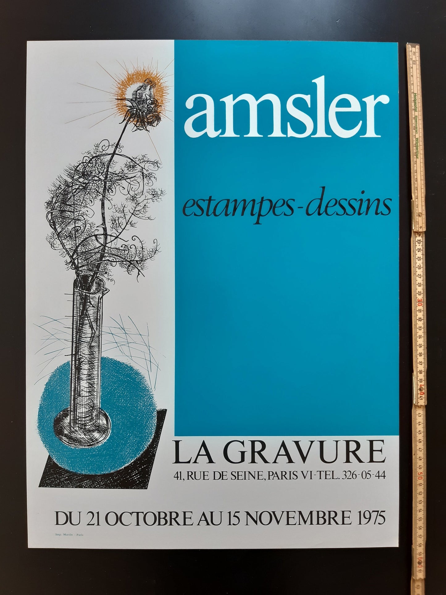 Samuel Amsler original art exhibition poster - 18.9"×23.2" (48×59cm)