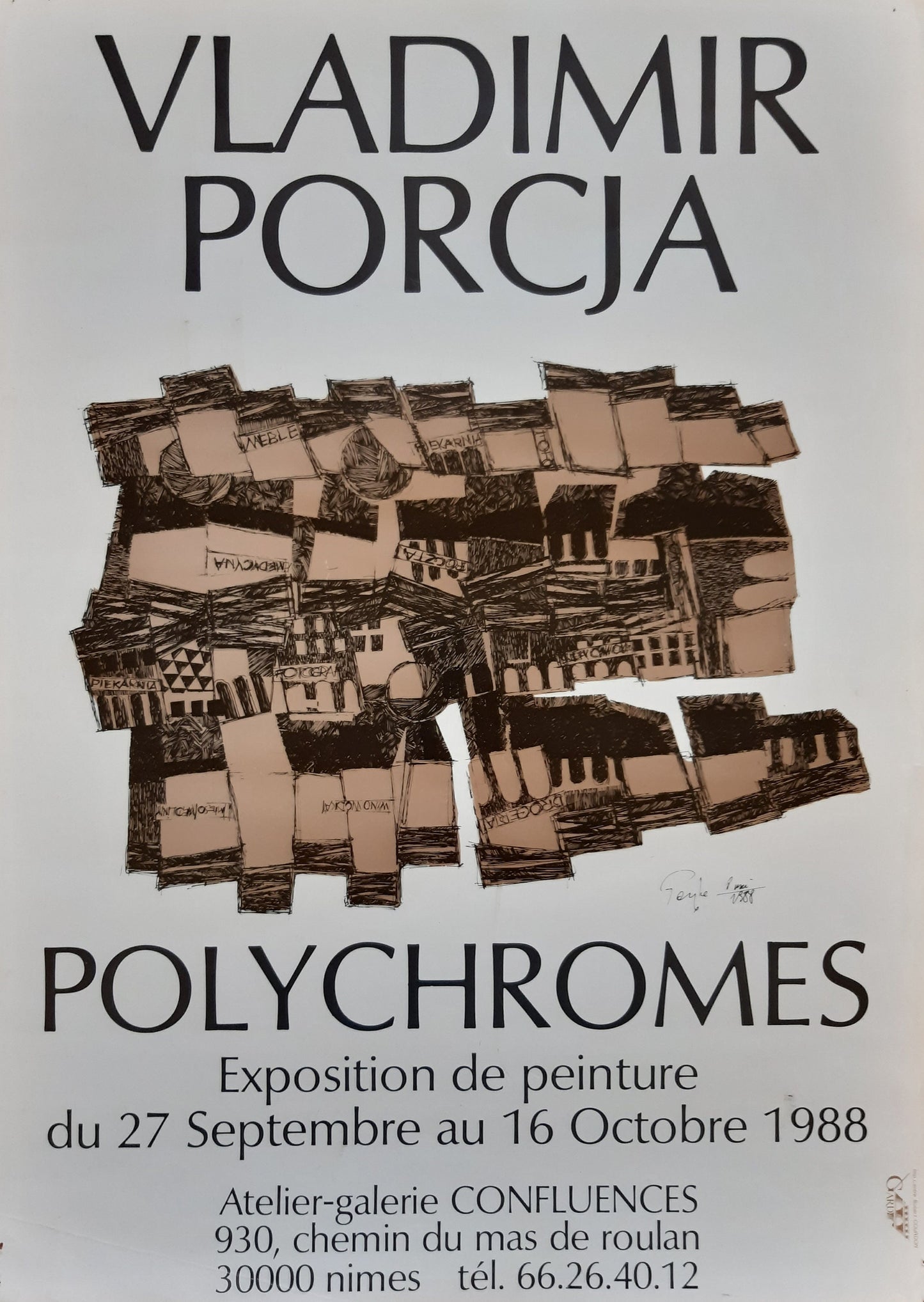 Vladimir Porcja original art exhibition poster - 12.2"×16.9" (31×43cm)