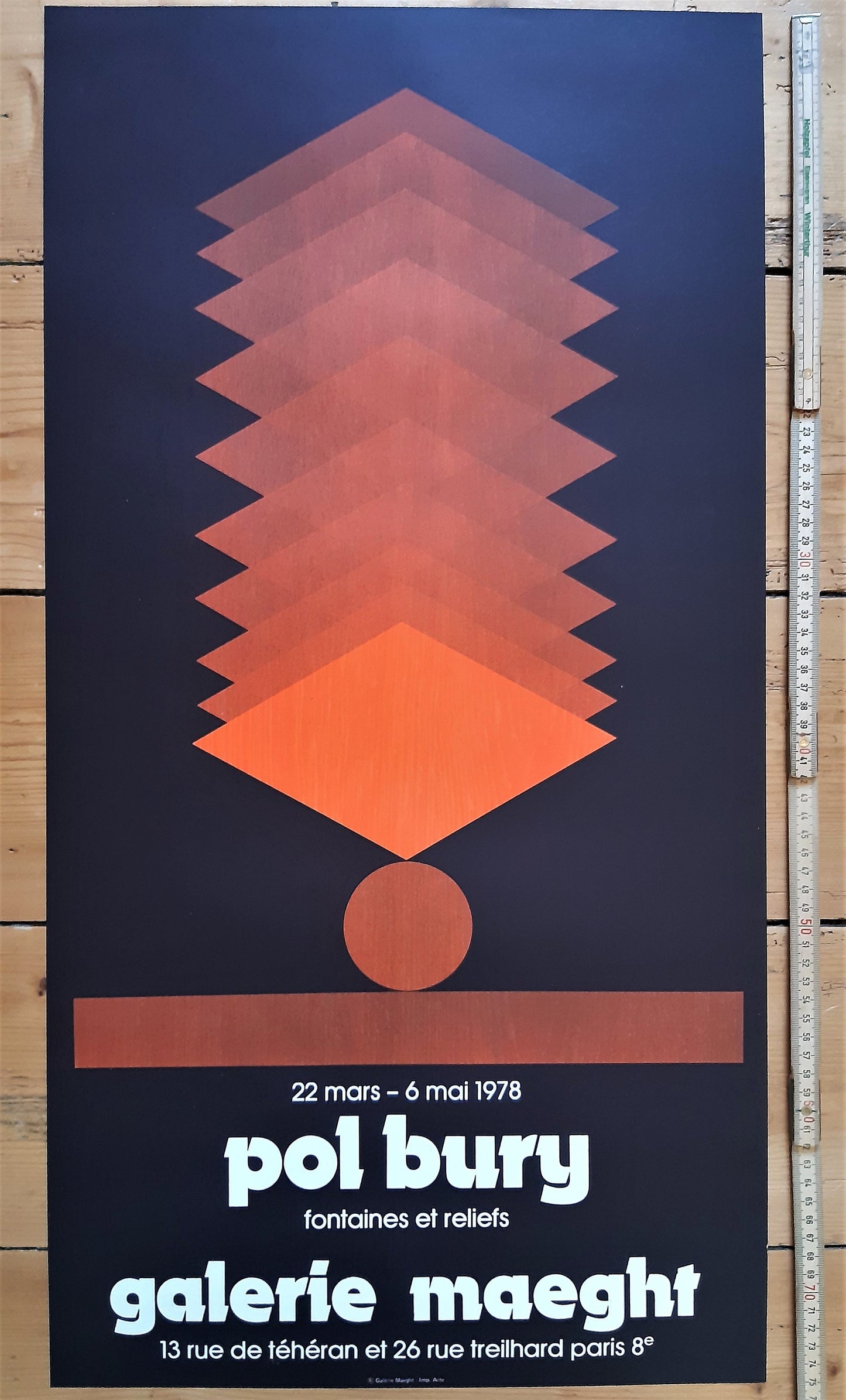 Pol Bury original art exhibition poster - 15.6"×29.7" (39.5×75.5cm)