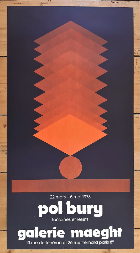 Pol Bury original art exhibition poster - 15.6"×29.7" (39.5×75.5cm)