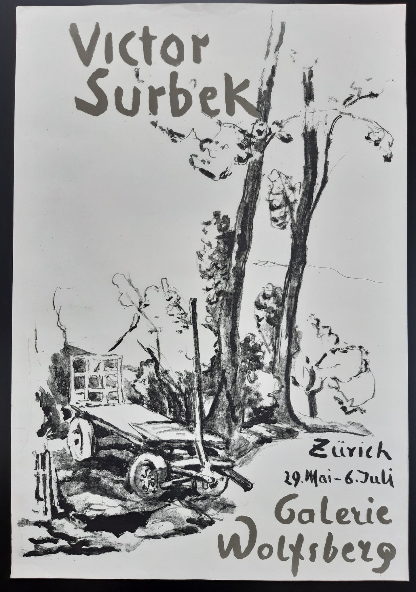 Victor Surbek art exhibition poster used - 27.6"×40.2" (70×102cm)