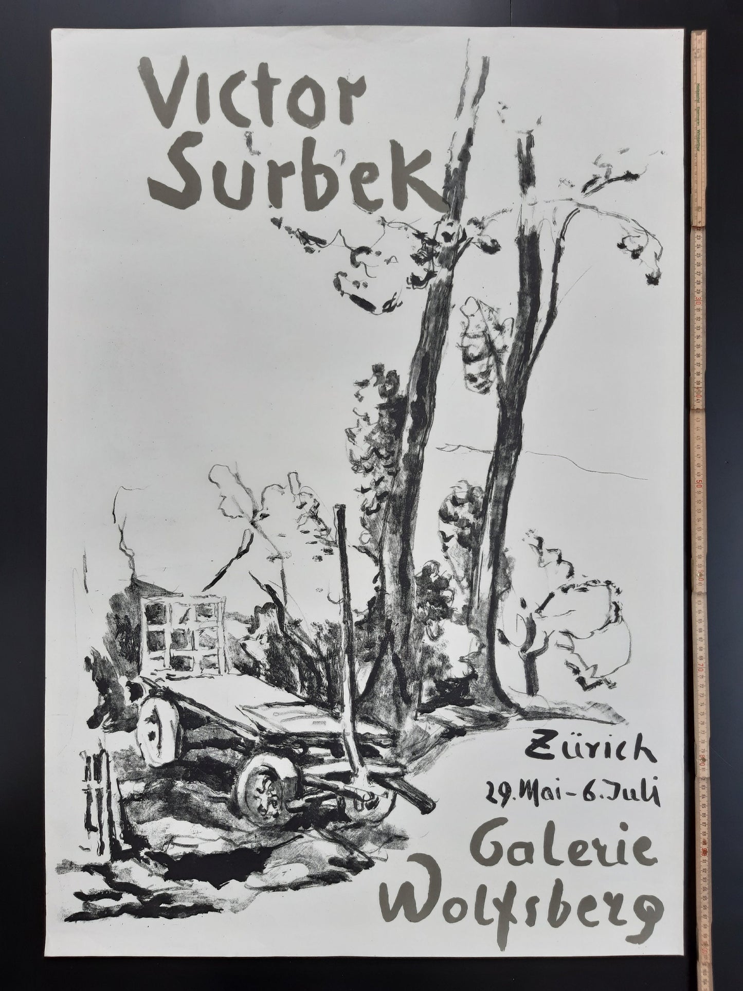 Victor Surbek art exhibition poster used - 27.6"×40.2" (70×102cm)