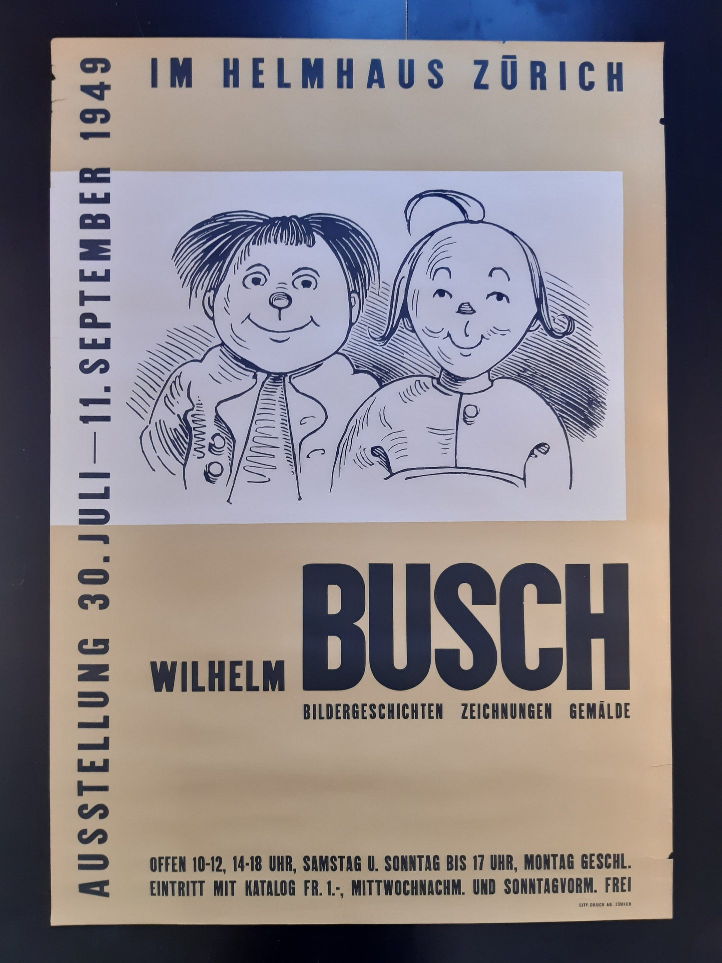 Wilhelm Busch original art exhibition poster - 27.6"×39.4" (70×100cm)