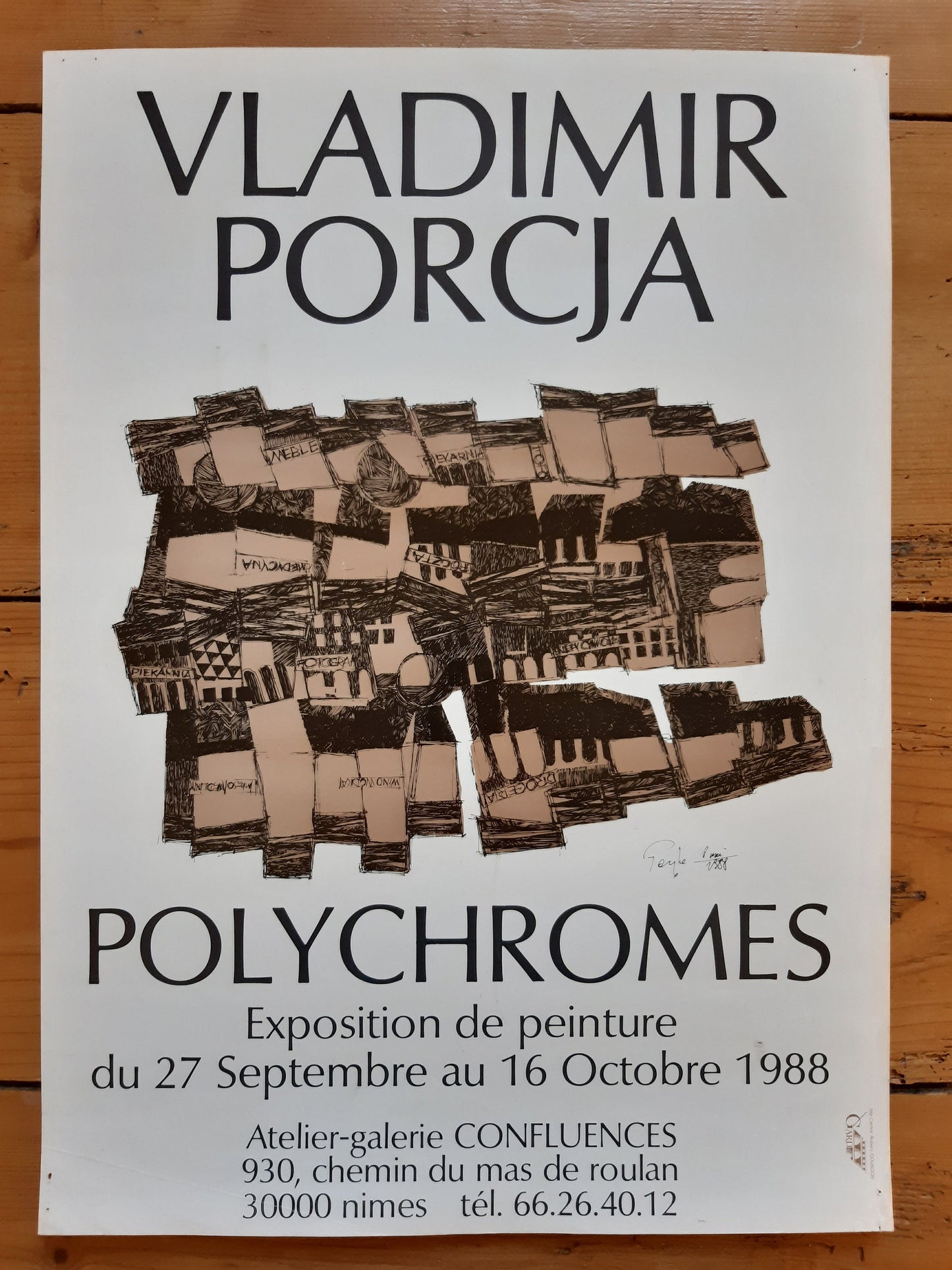 Vladimir Porcja original art exhibition poster - 12.2"×16.9" (31×43cm)