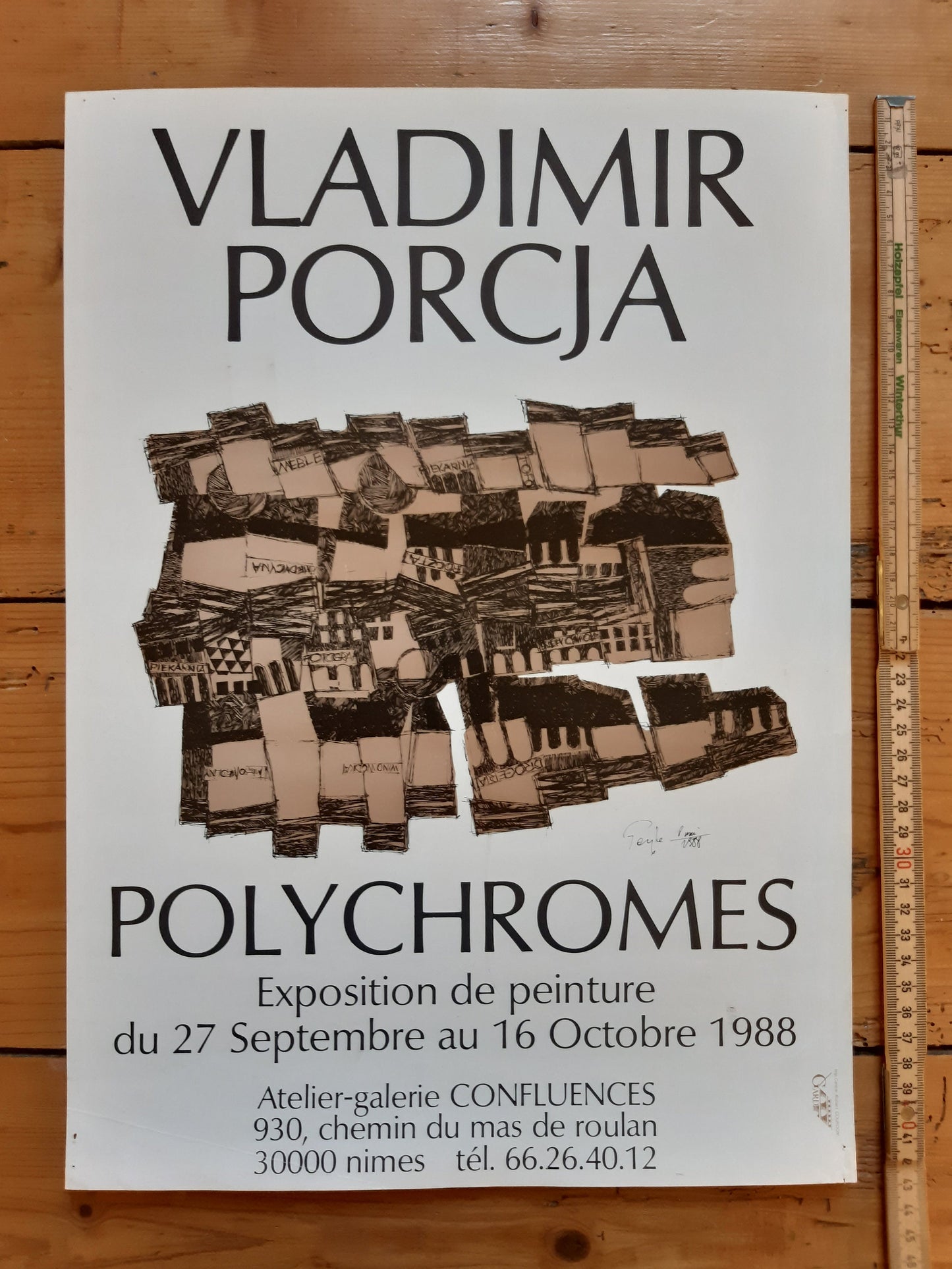 Vladimir Porcja original art exhibition poster - 12.2"×16.9" (31×43cm)