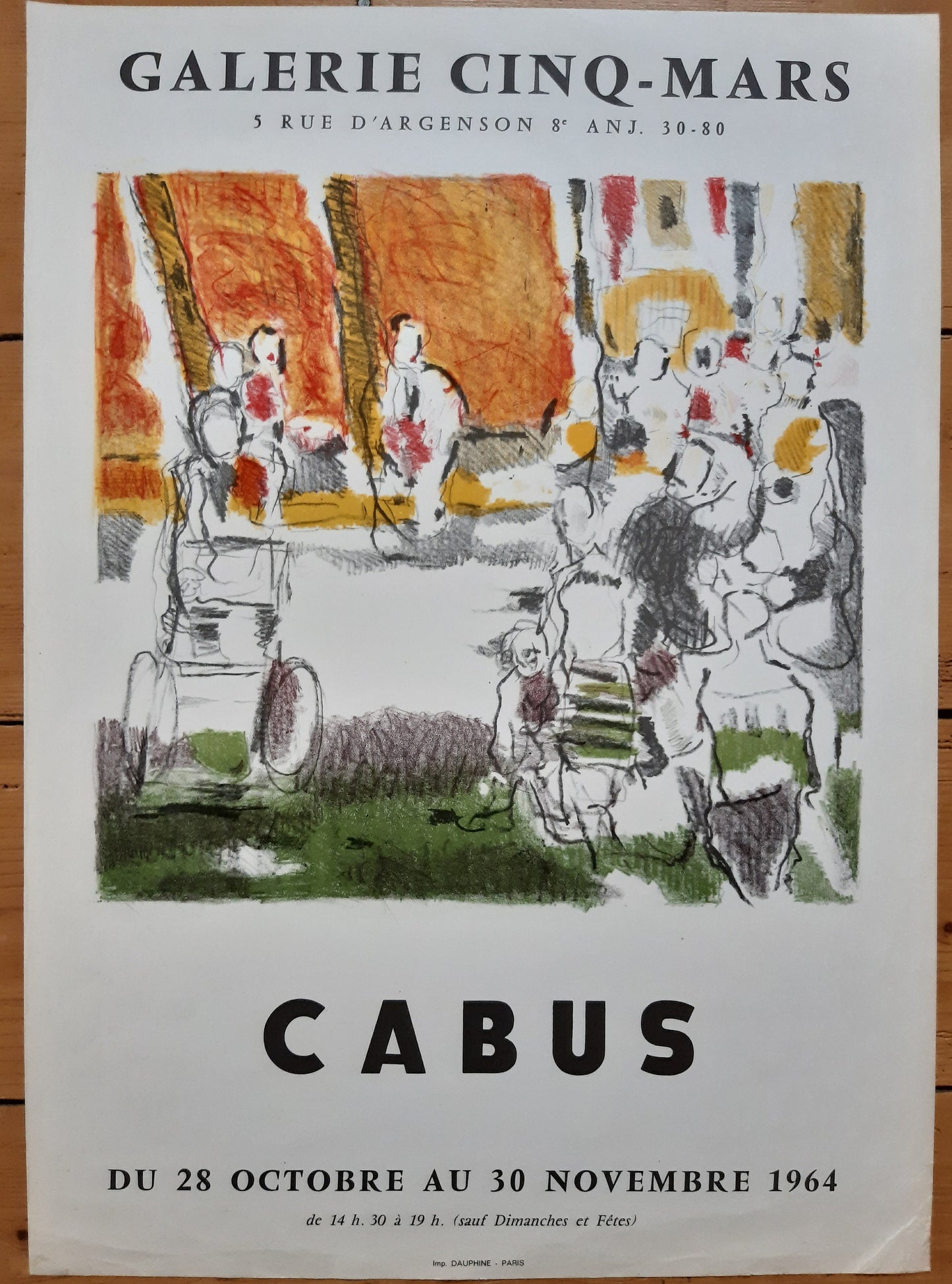 Gerard Cabus original art exhibition poster used - 16.7"×23.6" (42.5×60cm)